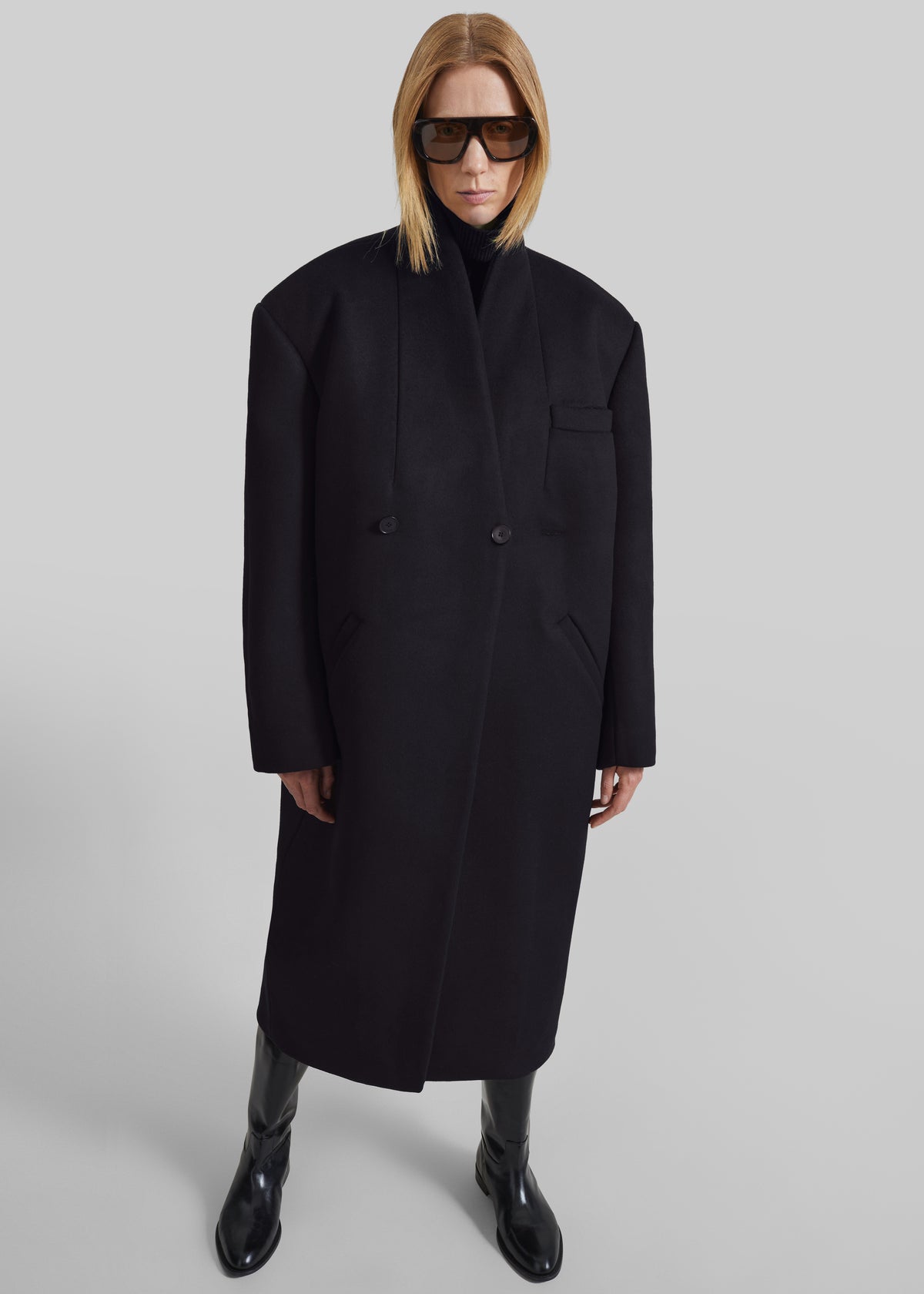 Cappotto Brea senza colletto - Nero