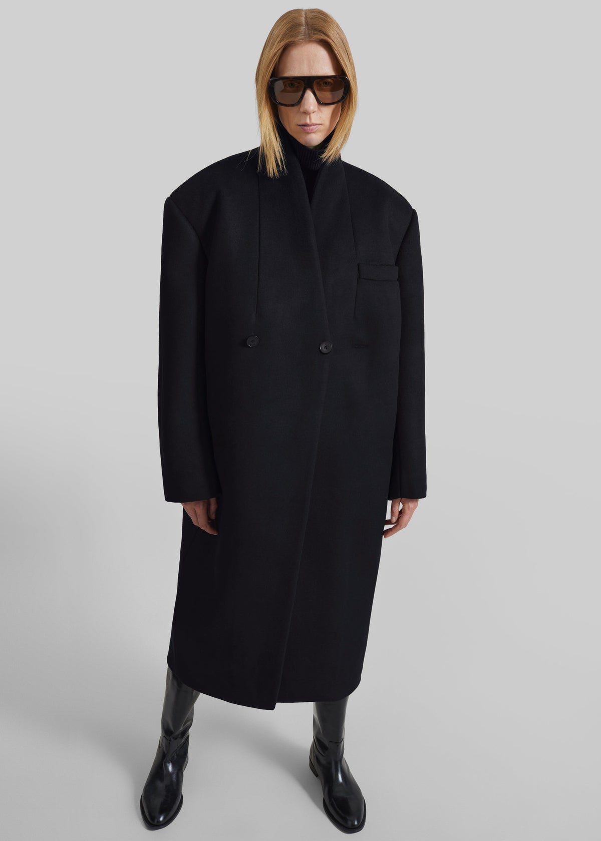 Brea Collarless Coat - Black