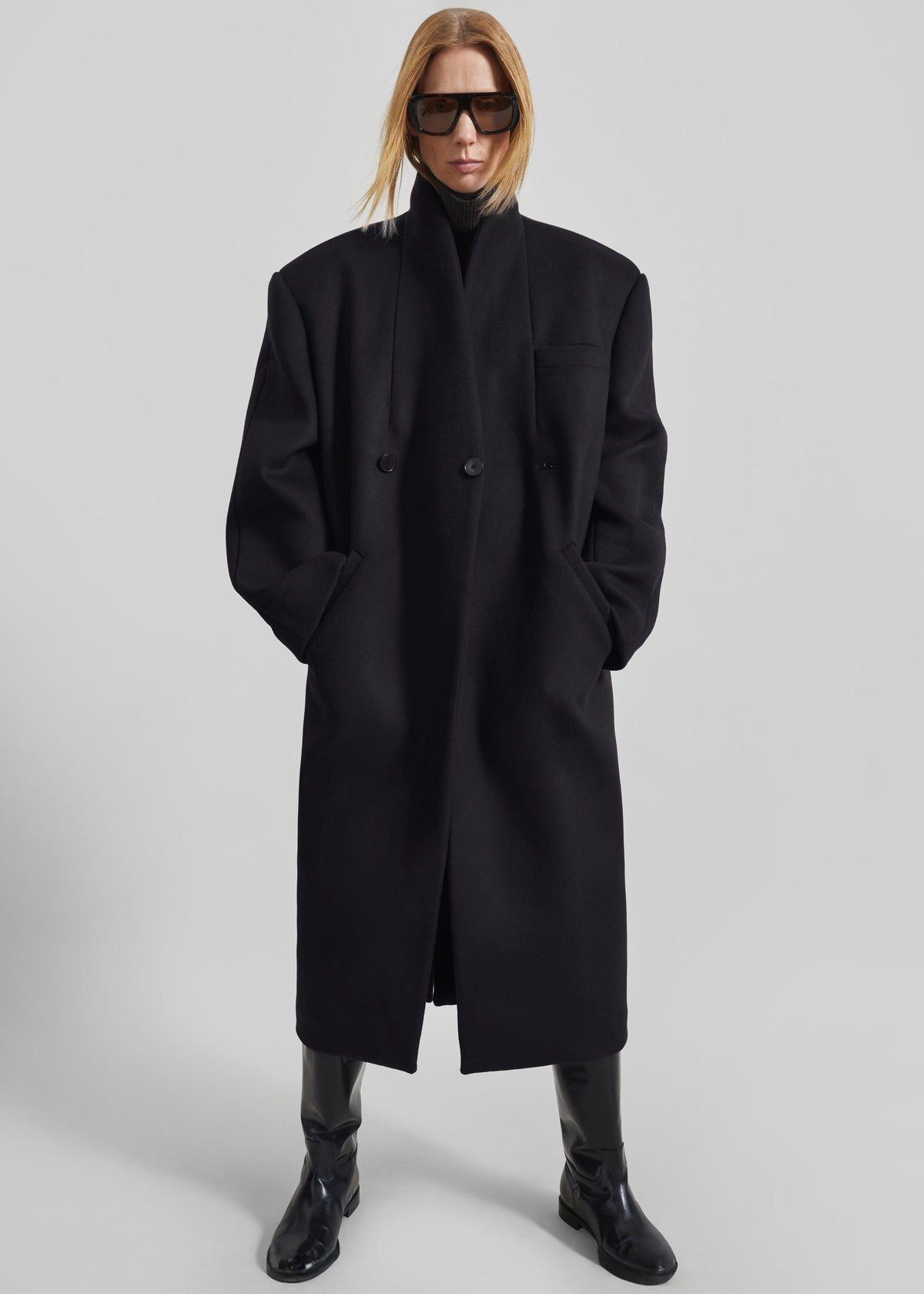 Cappotto Brea senza colletto - Nero