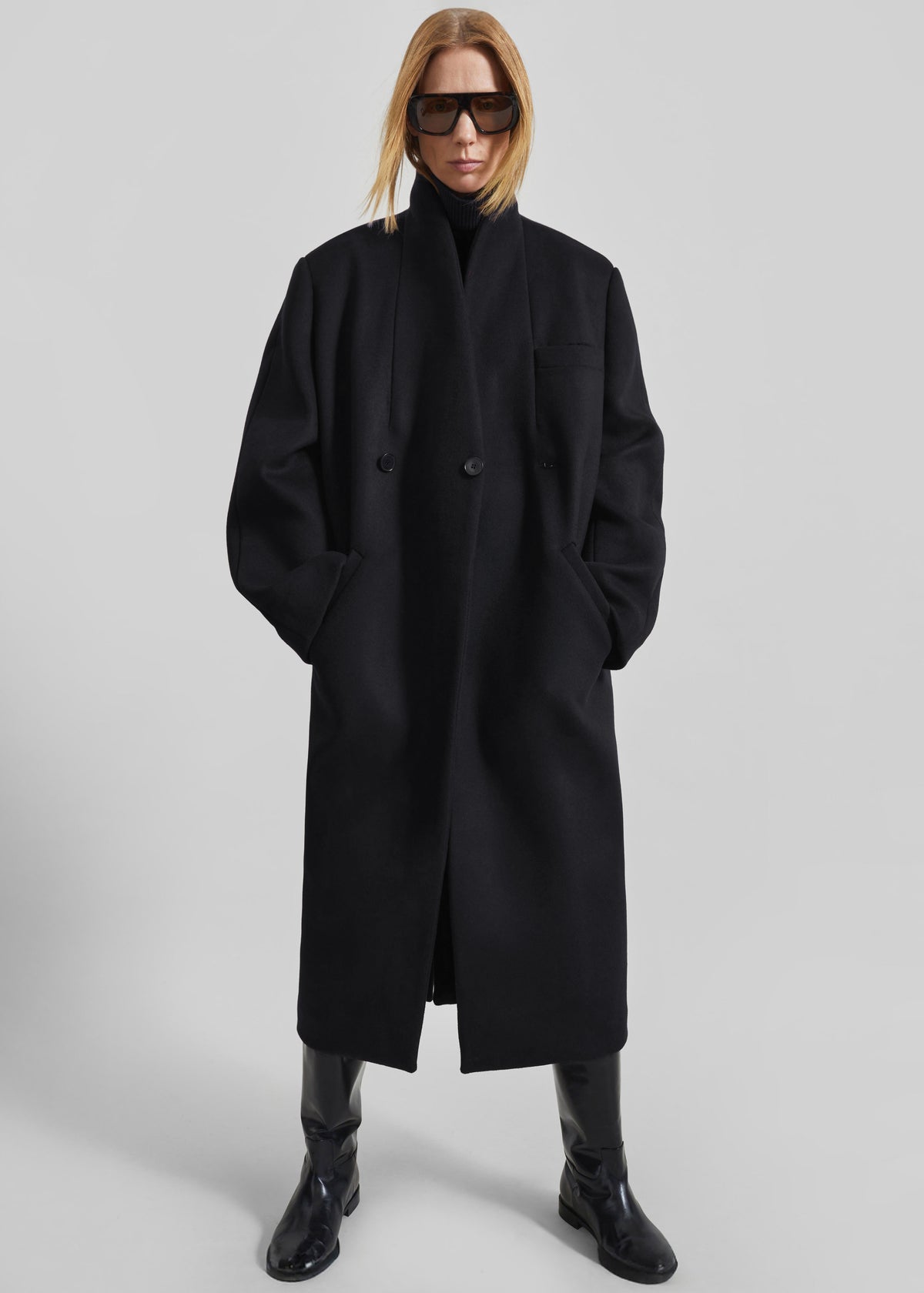 Cappotto Brea senza colletto - Nero
