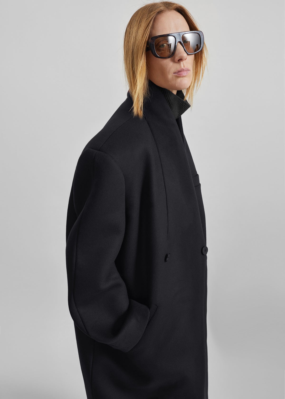 Cappotto Brea senza colletto - Nero