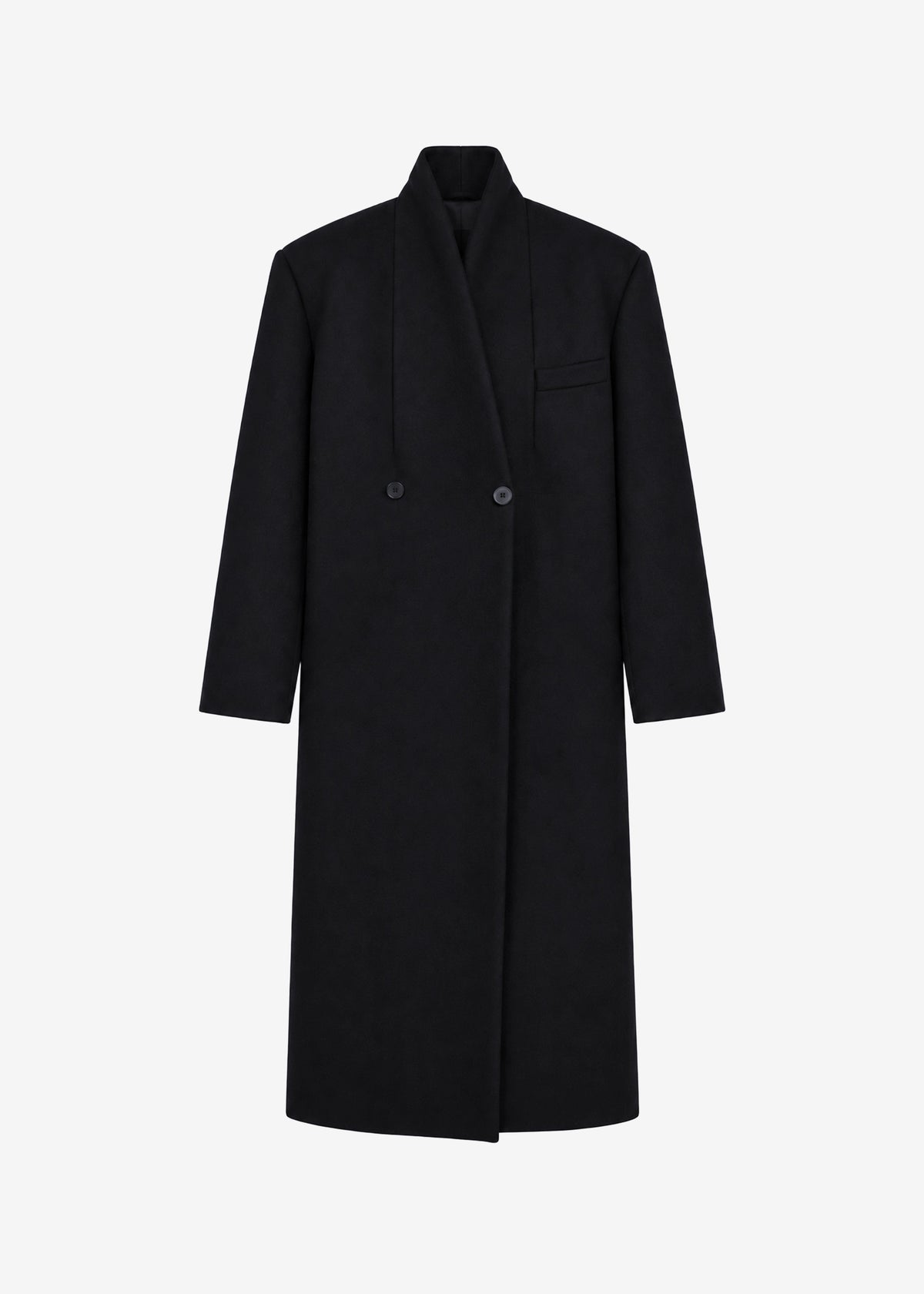 Brea Collarless Coat - Black