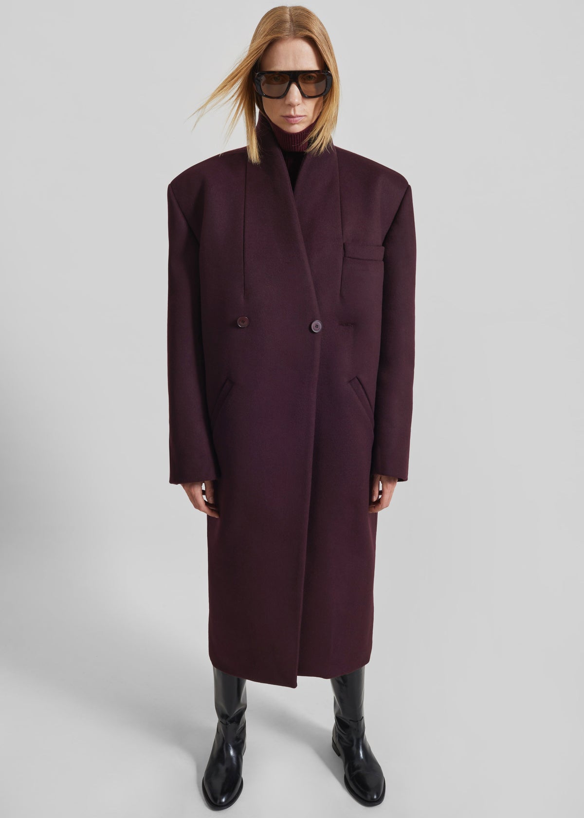 Cappotto Brea senza colletto - Bordeaux