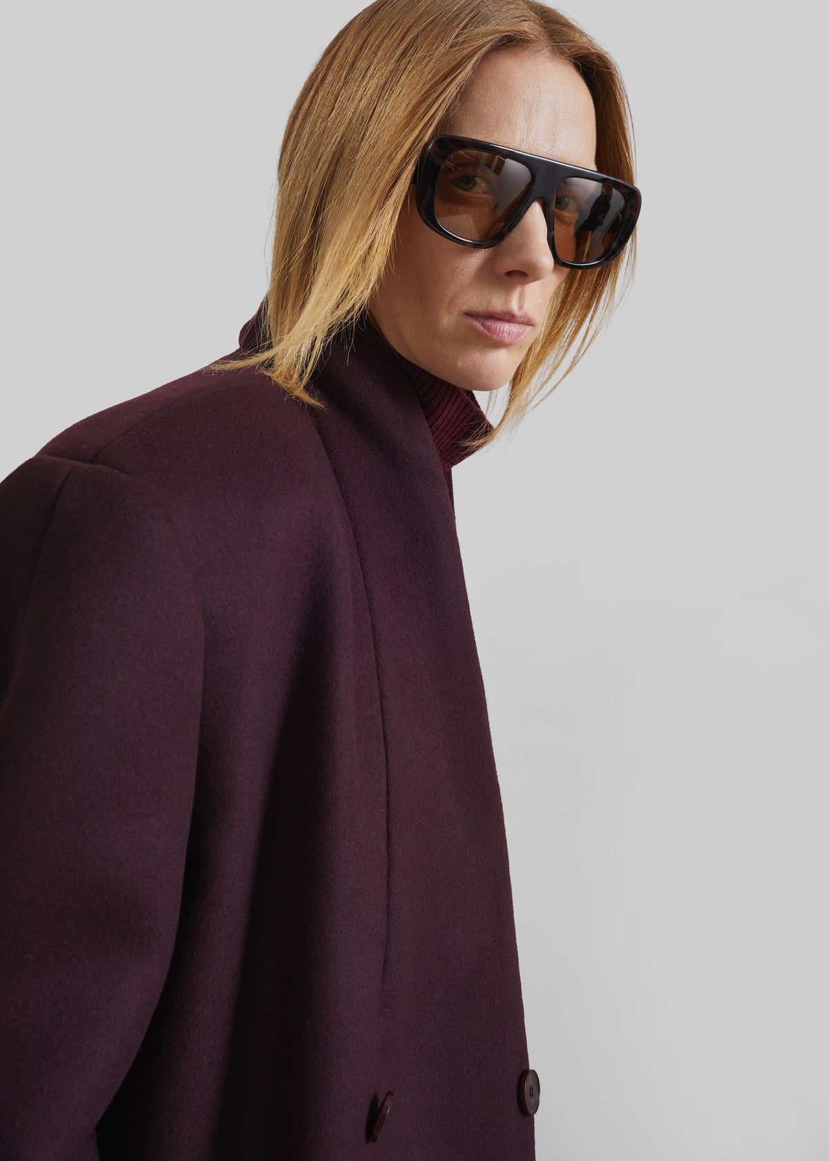 Cappotto Brea senza colletto - Bordeaux