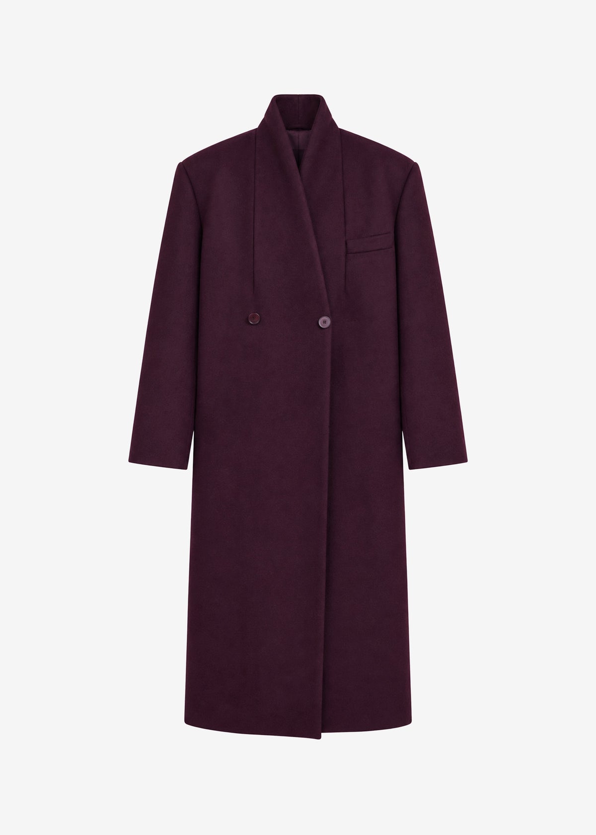 Brea Collarless Coat - Burgundy