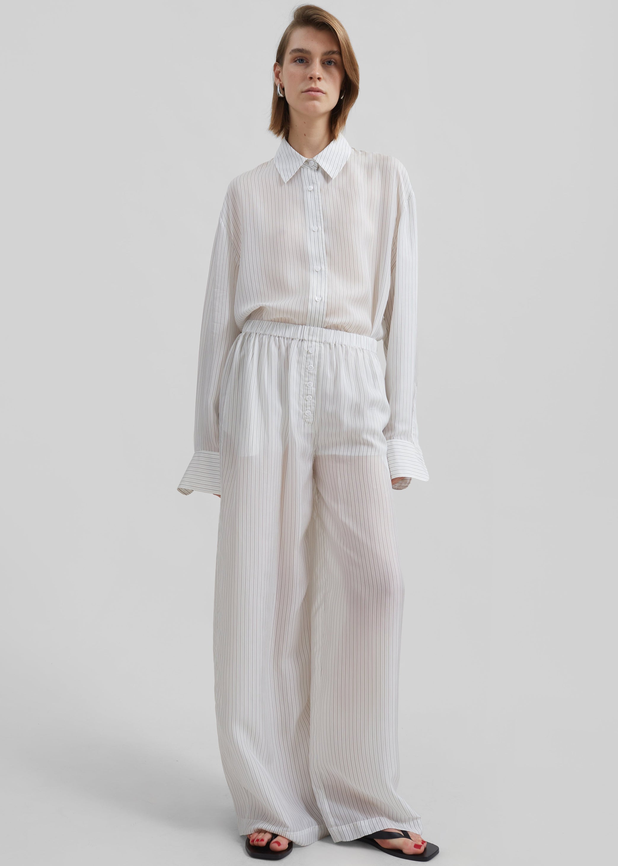 Shop the look image for Brenna Double Striped Wide Pants - White/Black Stripe