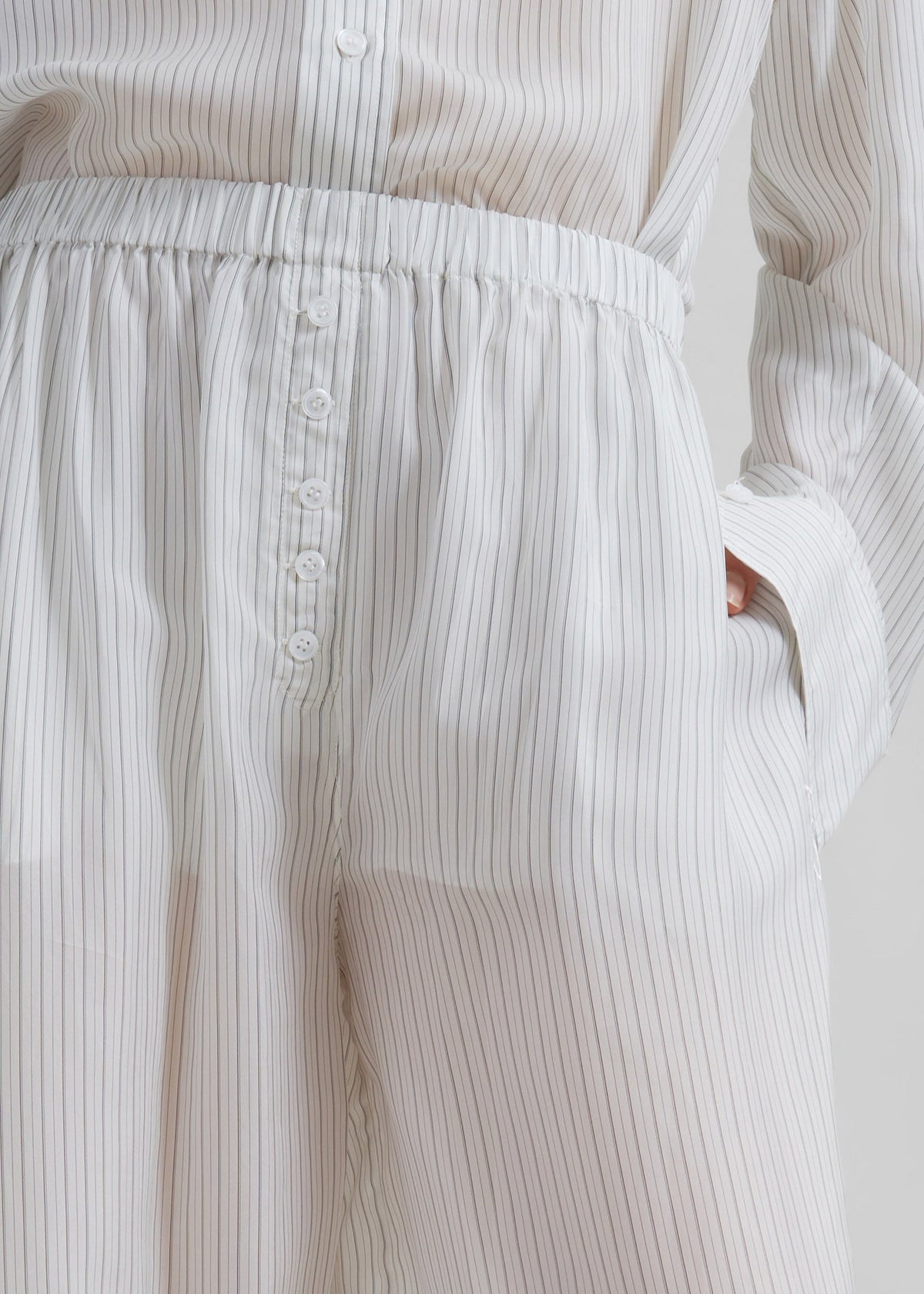 Brenna Double Striped Wide Pants - White/Black Stripe - 2