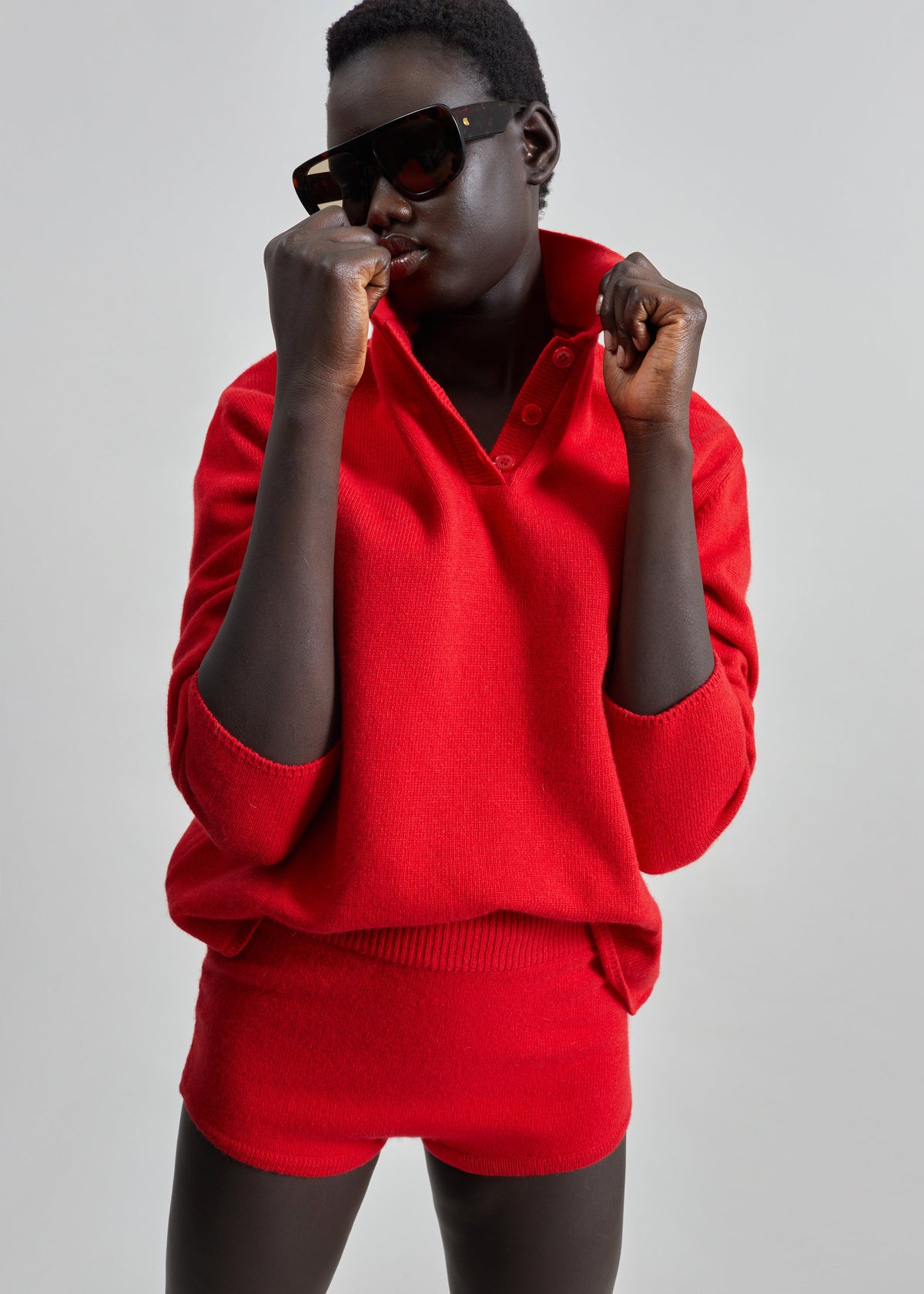 Bresica Knit Hot Pants - Red - 4