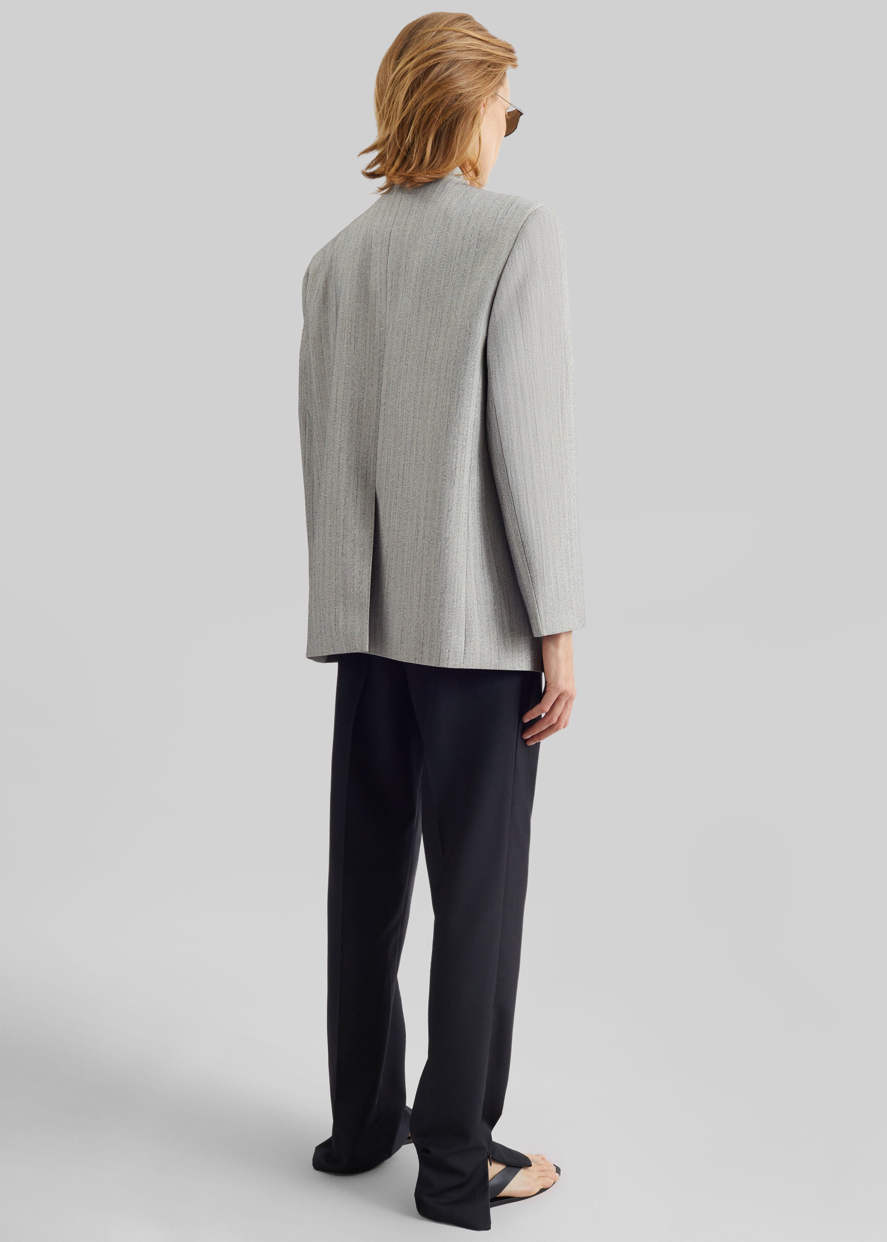 Breux Collarless Padded Blazer - Grey Melange - 8
