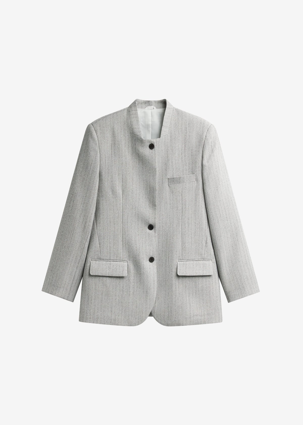 Breux Collarless Padded Blazer - Grey Melange - 9