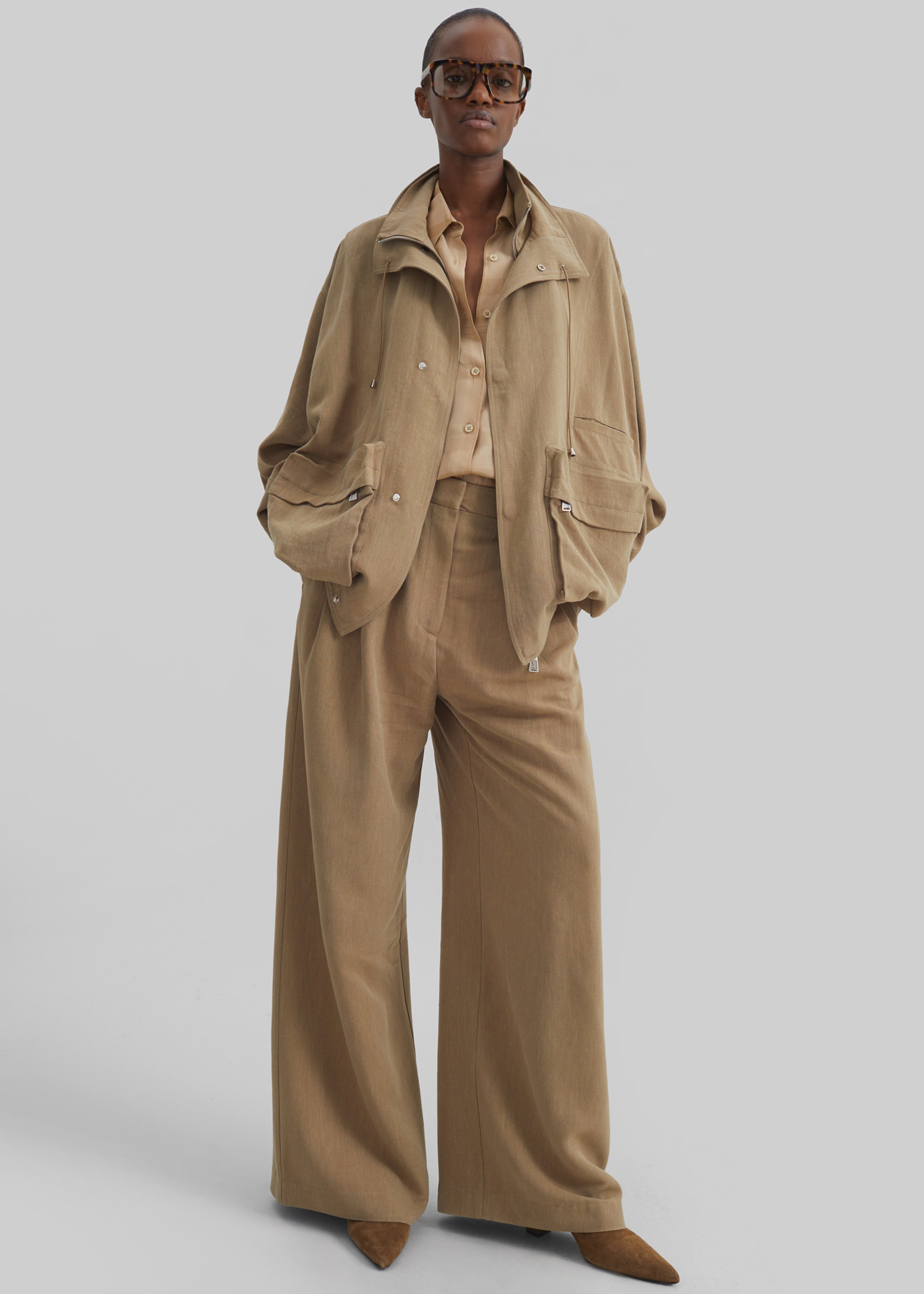 Breya Linen Fluid Jacket - Camel - 3