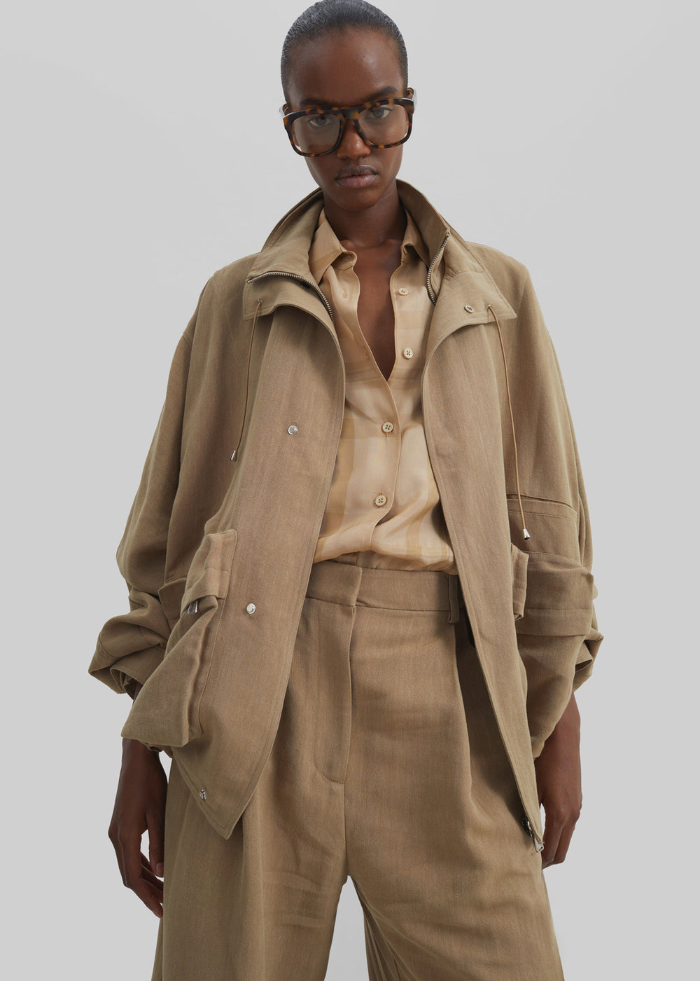 Breya Linen Fluid Jacket - Camel