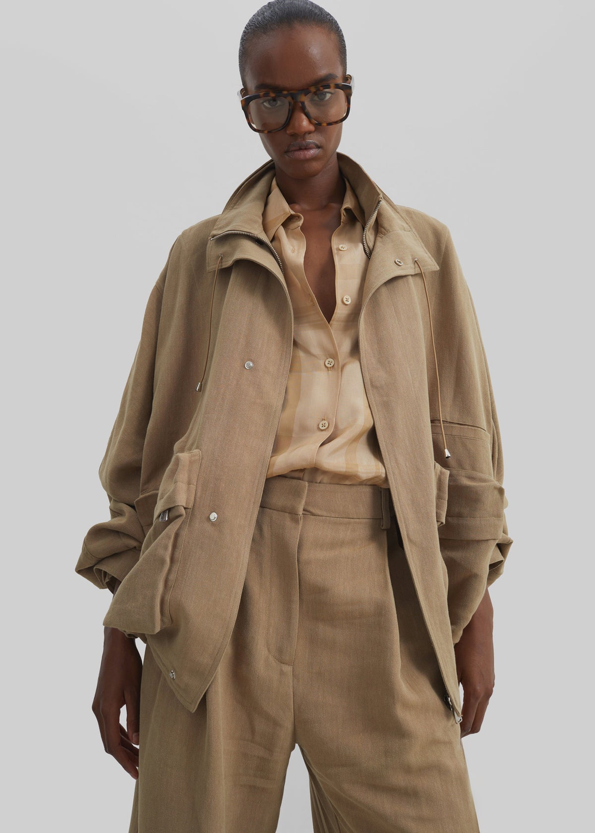 Breya Linen Fluid Jacket - Camel - 1