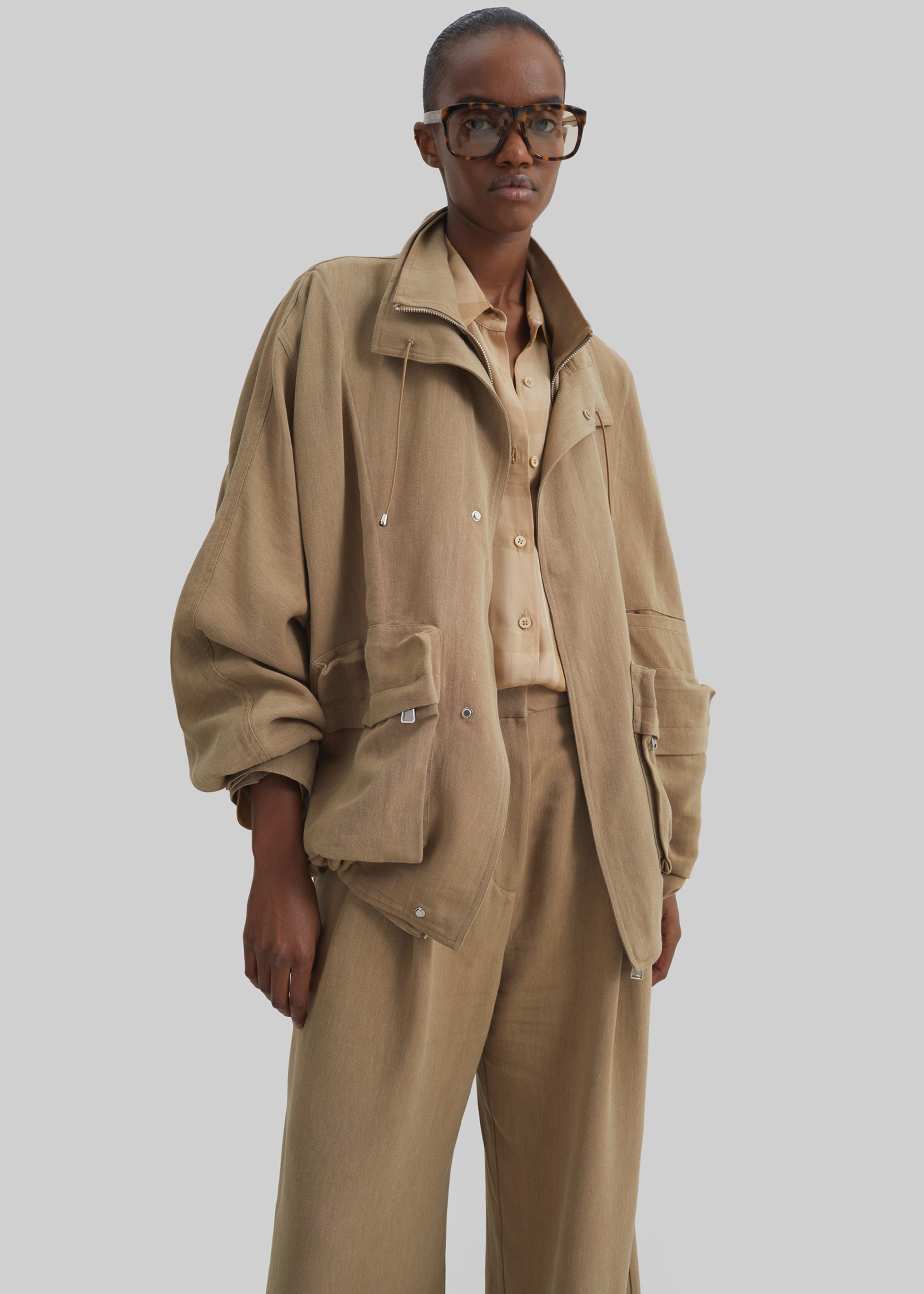 Breya Linen Fluid Jacket - Camel - 5