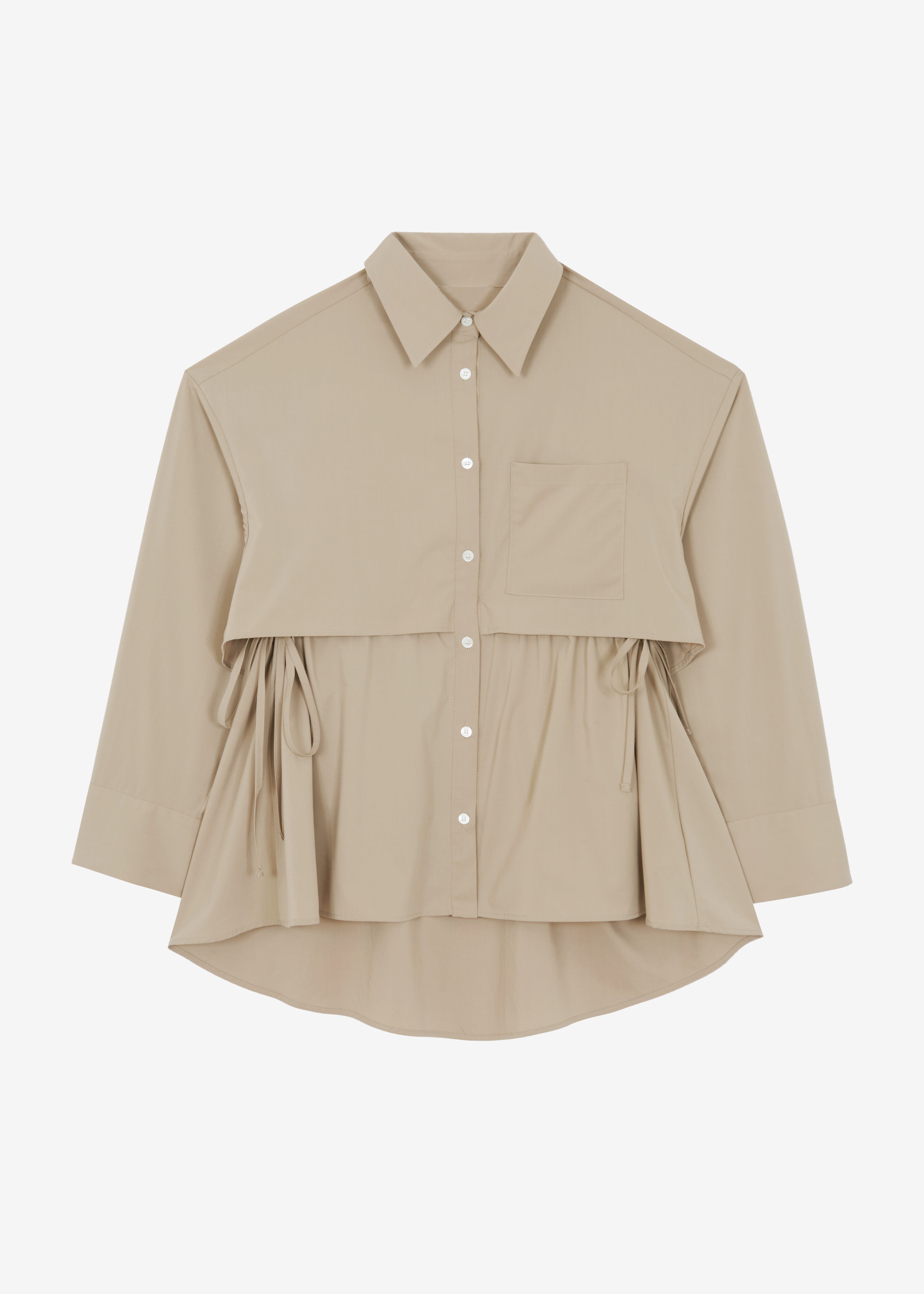 Bria Layered Button Up Shirt - Beige - 10