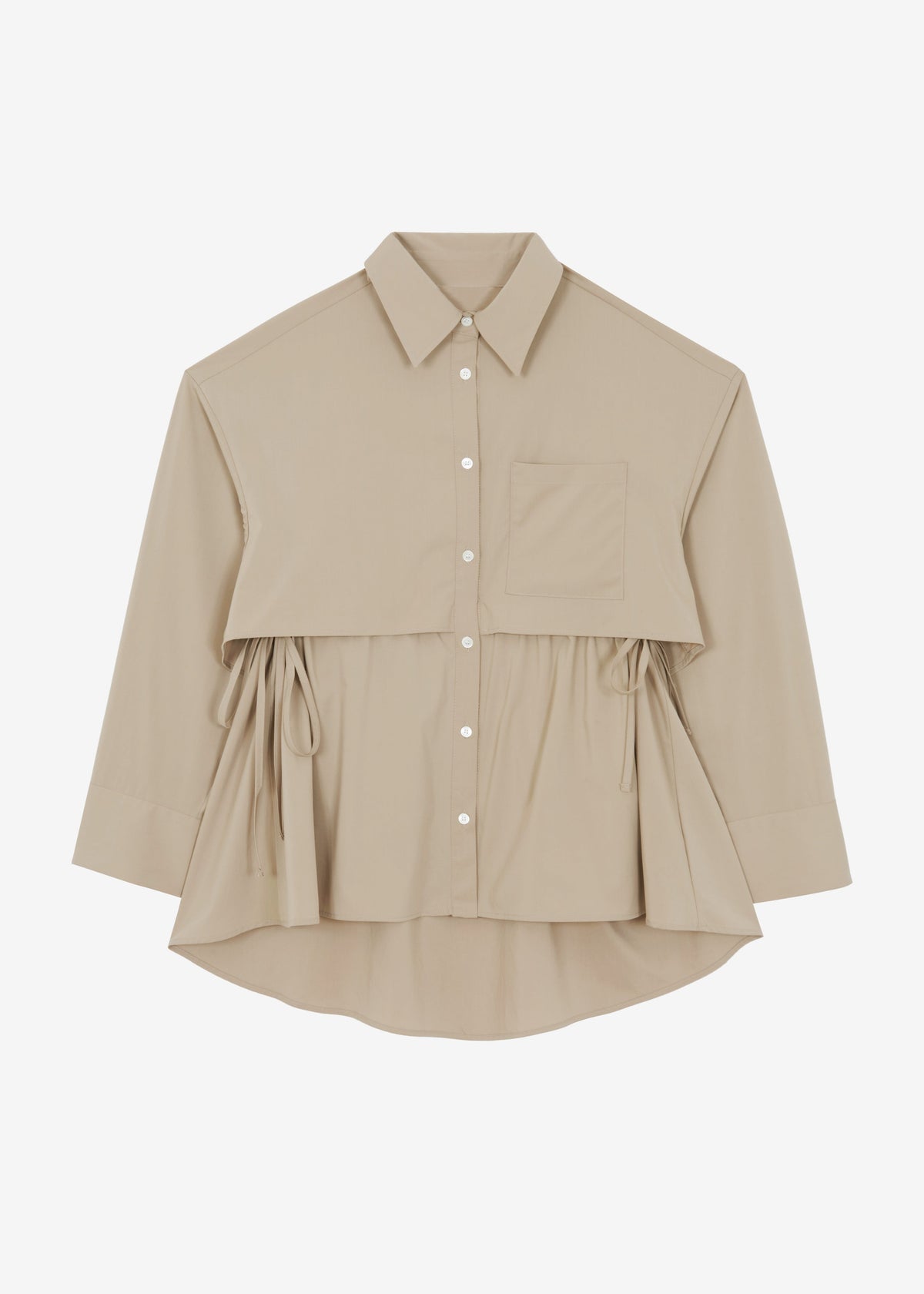 Bria Layered Button Up Shirt - Beige - 10