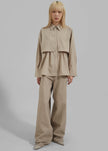Bria Layered Button Up Shirt - Beige