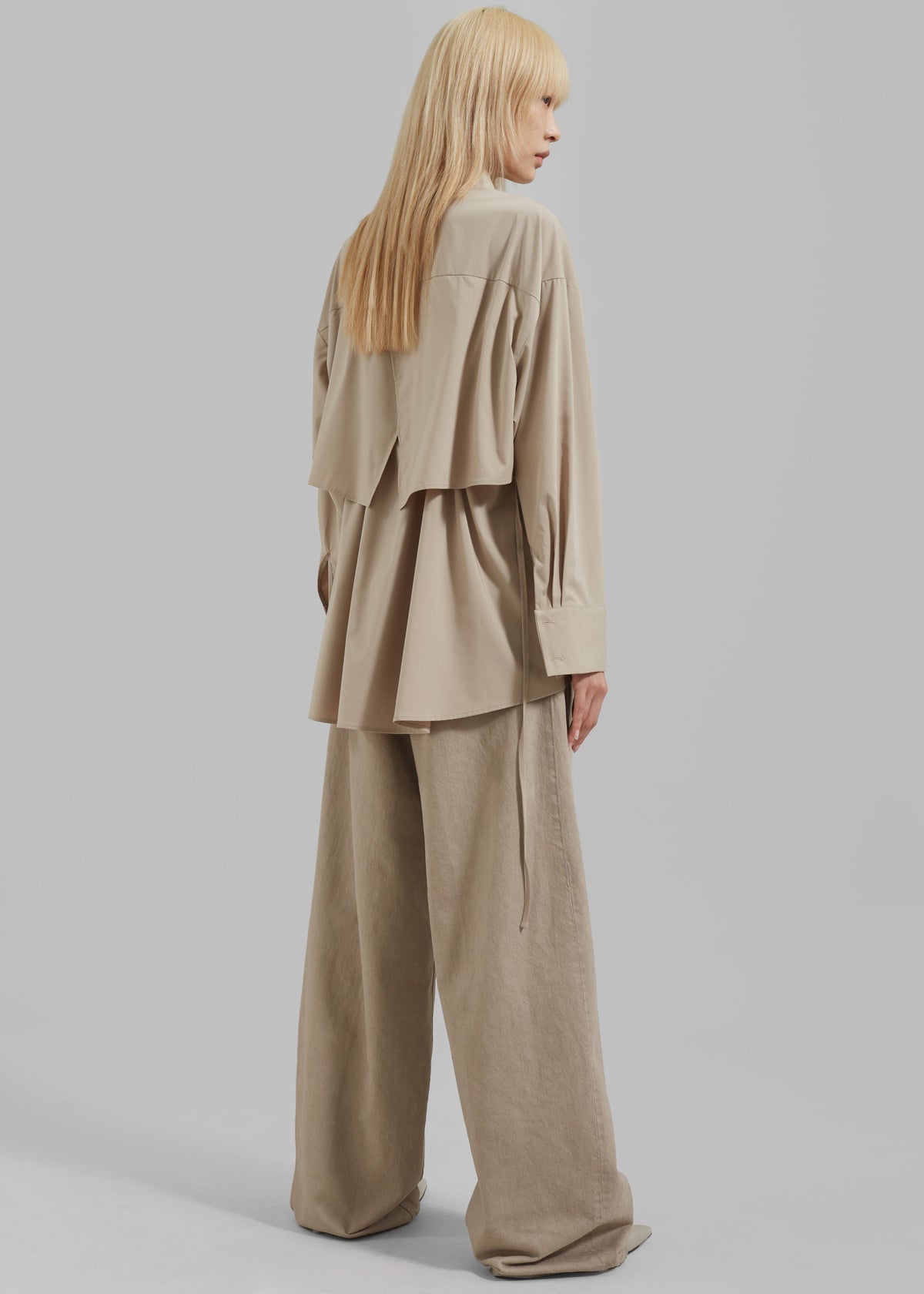 Bria Layered Button Up Shirt - Beige - 9
