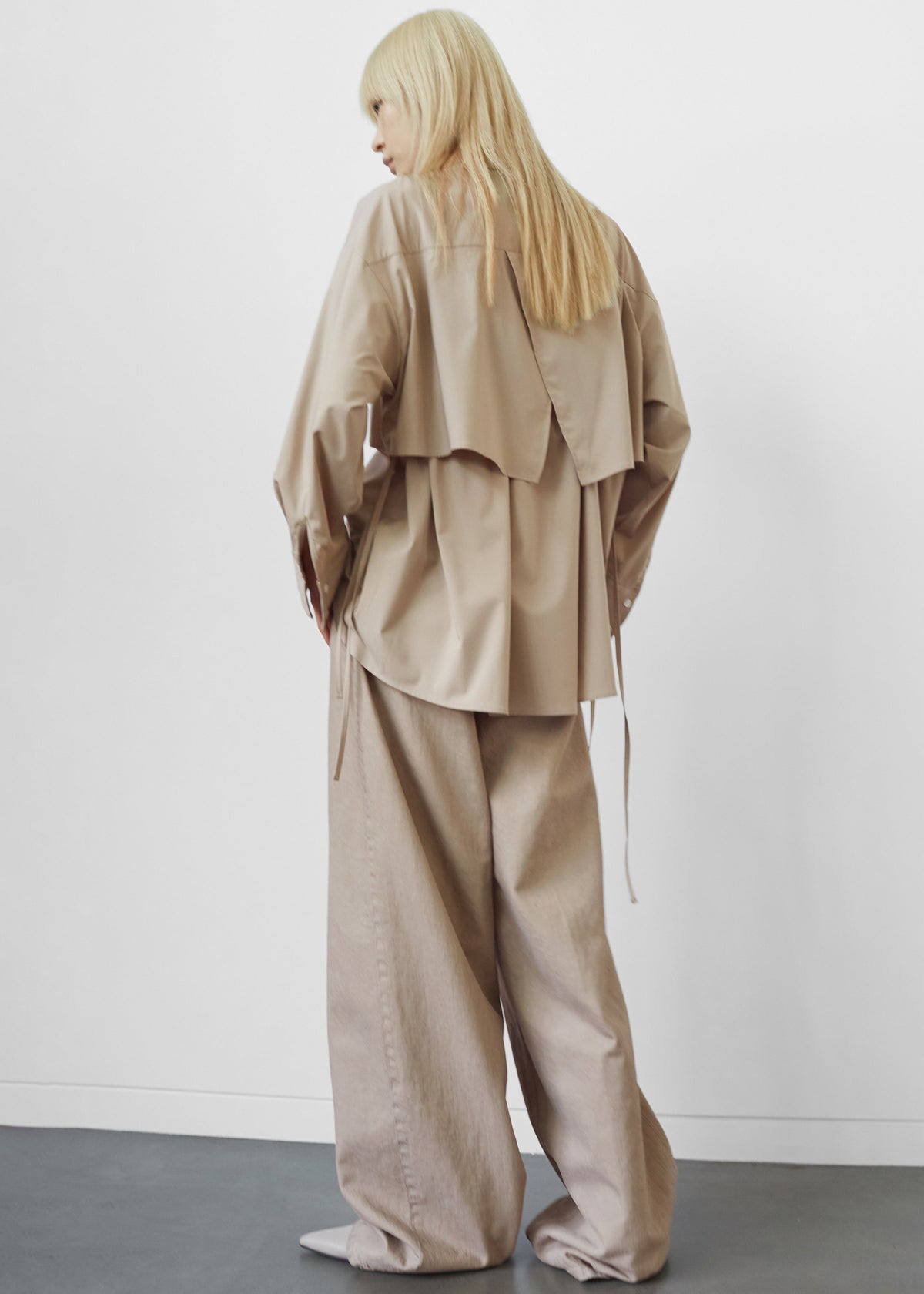 Bria Layered Button Up Shirt - Beige - 6