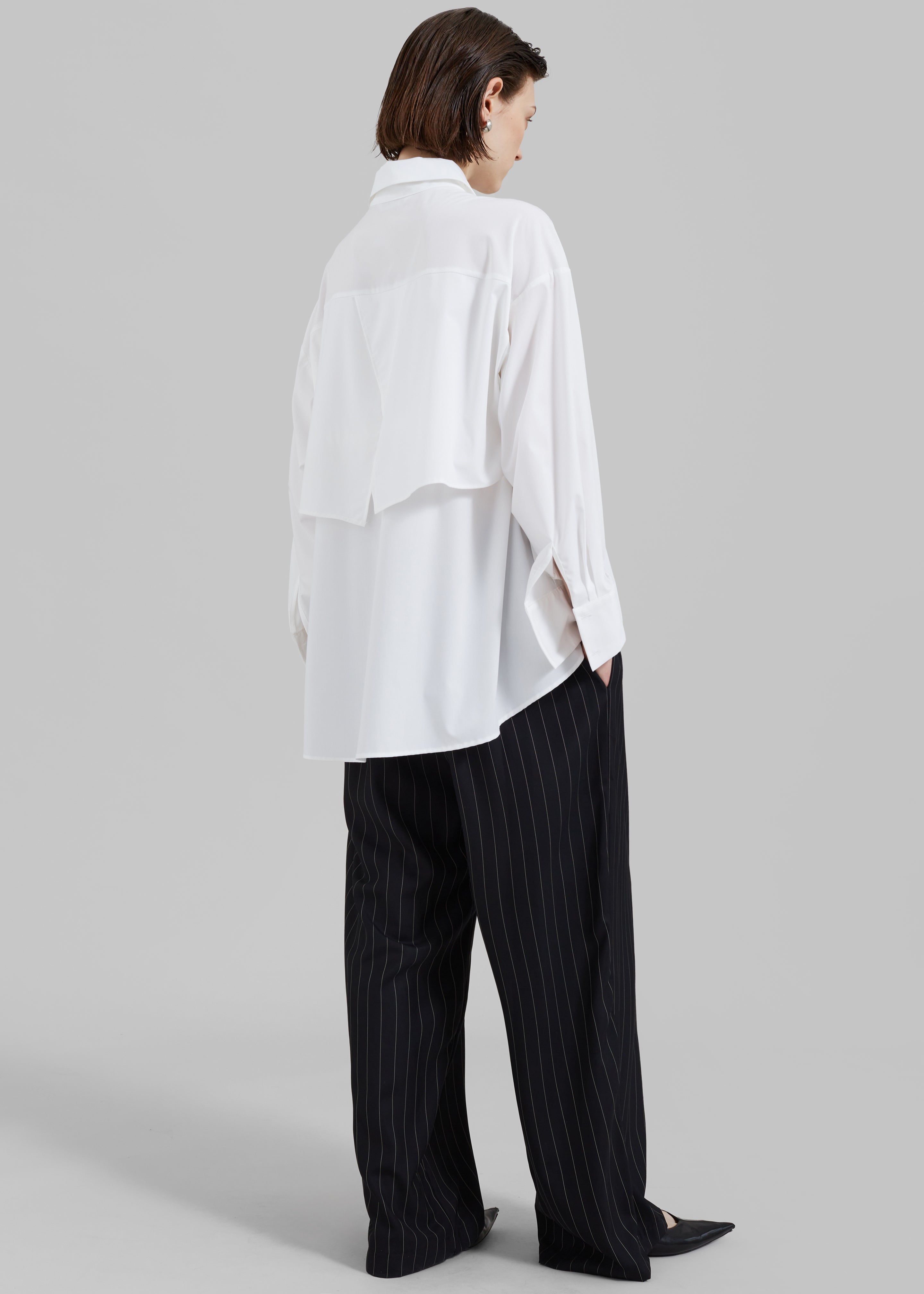 Bria Layered Button Up Shirt - White - 7