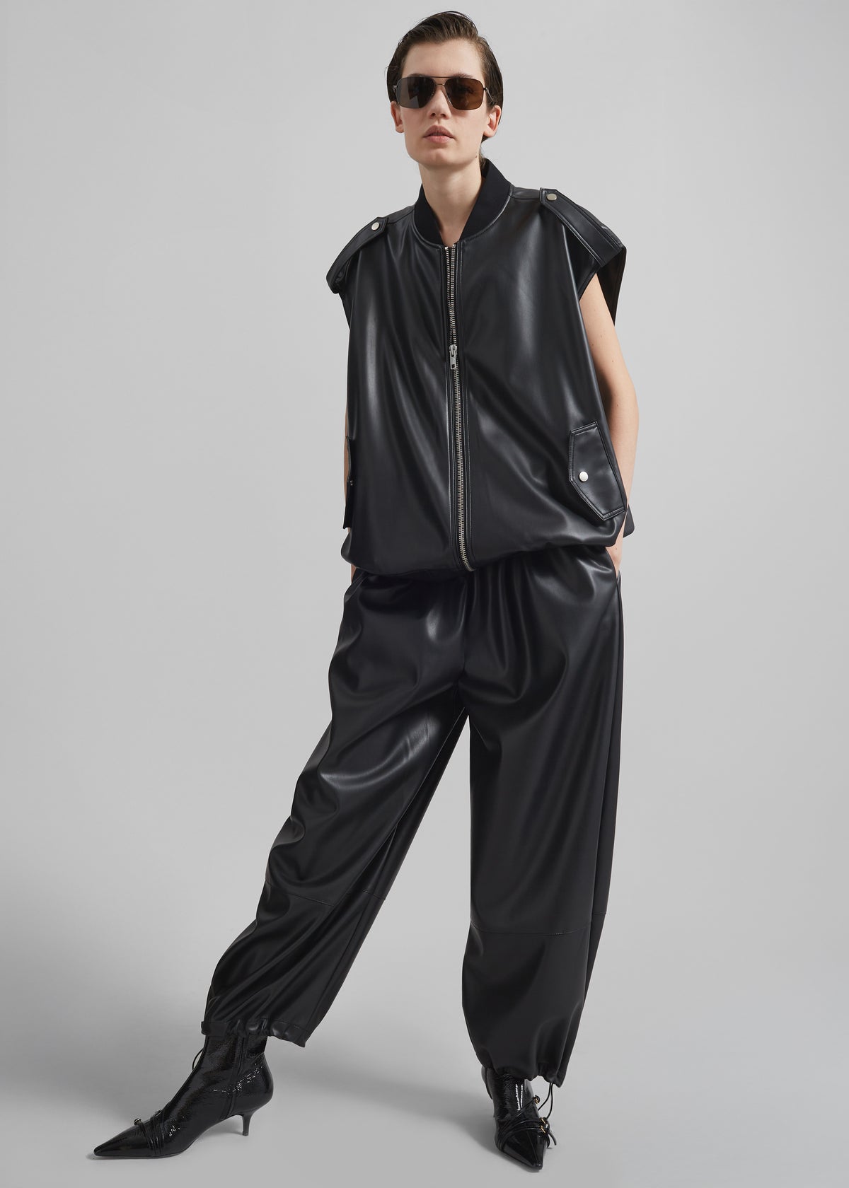 Briar Faux Leather Balloon Pants - Black - 11