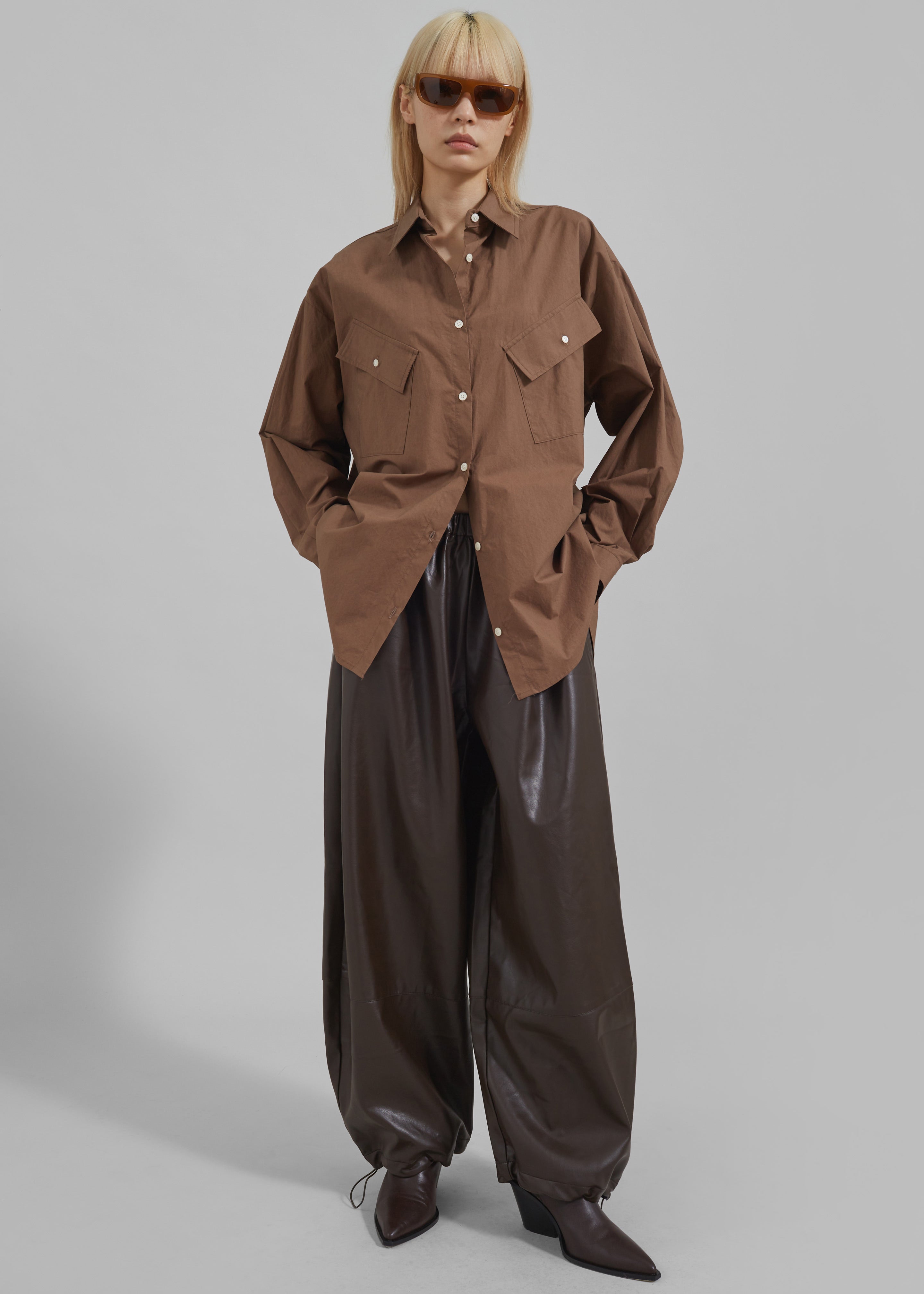 Briar Faux Leather Balloon Pants - Brown – Frankie Shop Europe