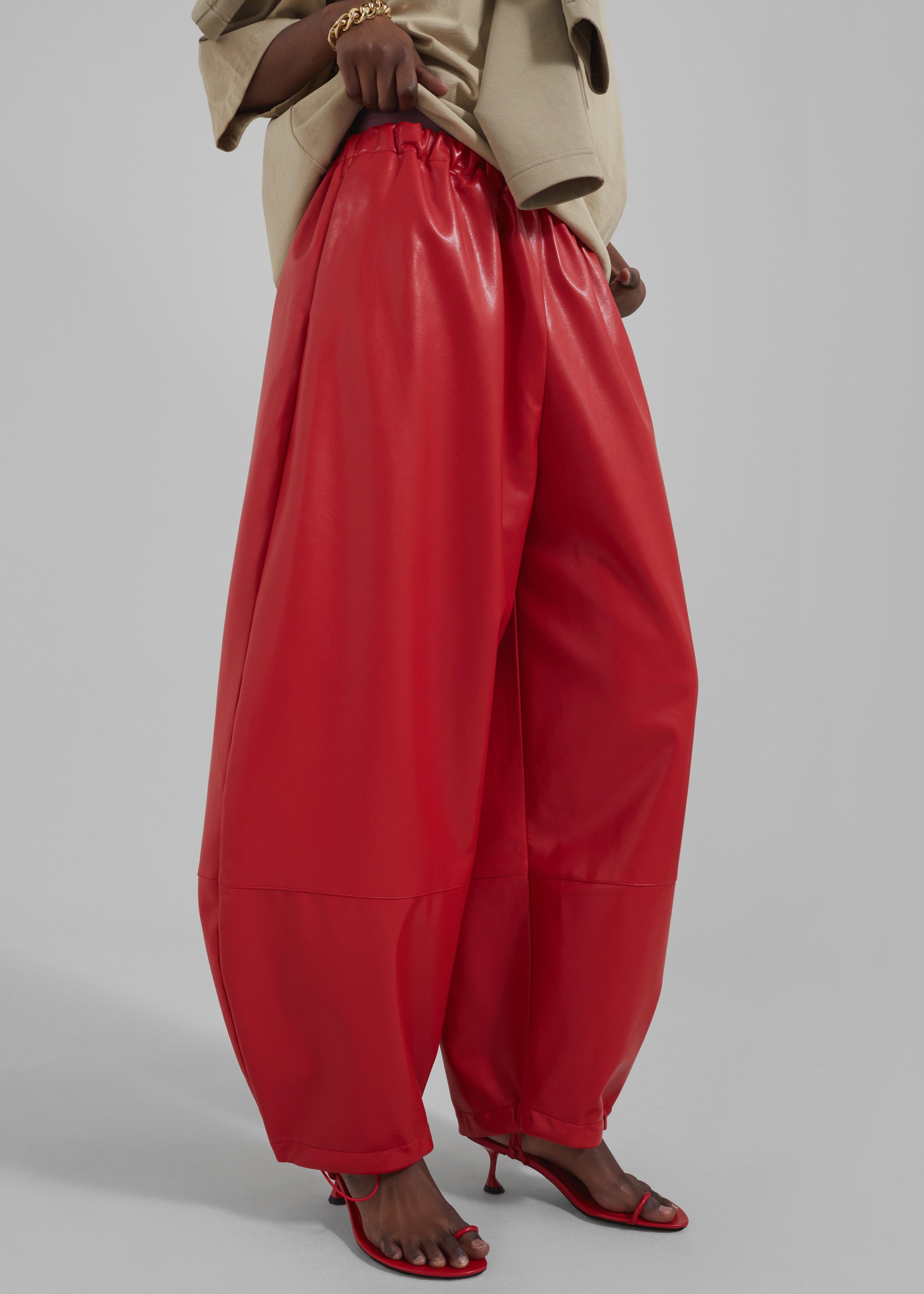 Briar Faux Leather Balloon Pants - Red - 8