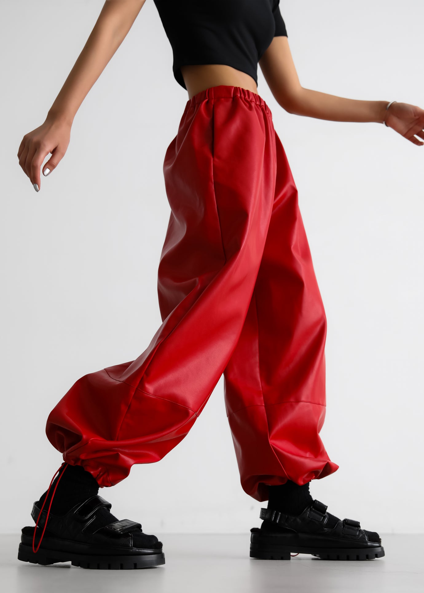 Briar Faux Leather Balloon Pants - Red - 1