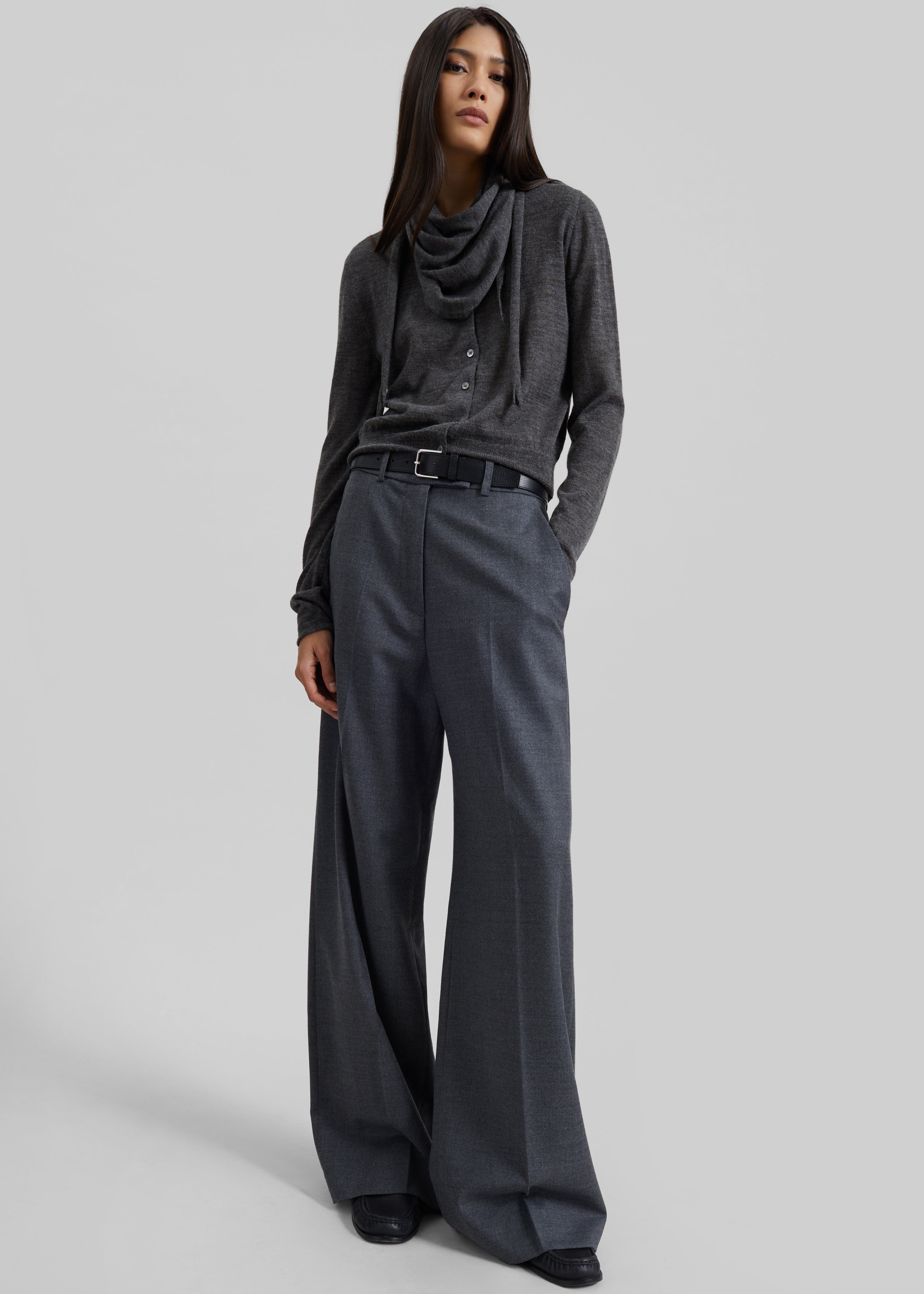 Brickell Flannel Trousers - Grey Melange - 1