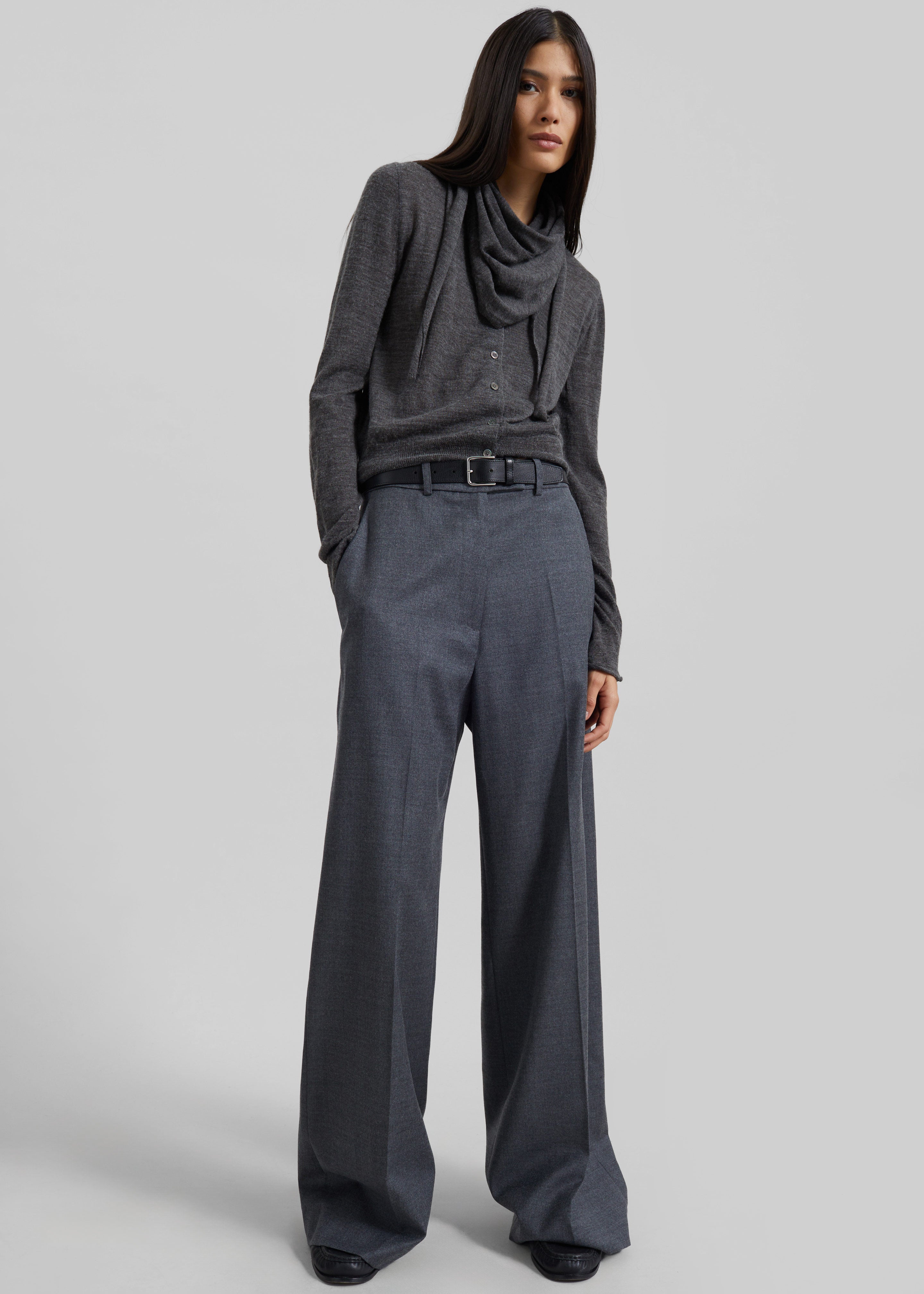 Brickell Flannel Trousers - Grey Melange - 3