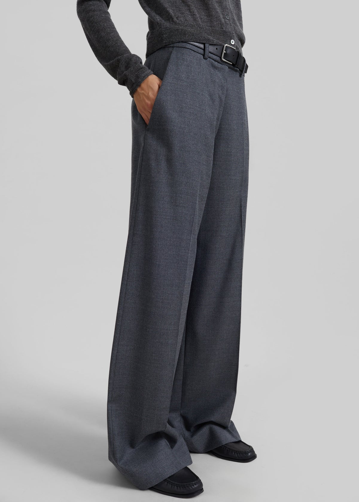 Brickell Flannel Trousers - Grey Melange - 4