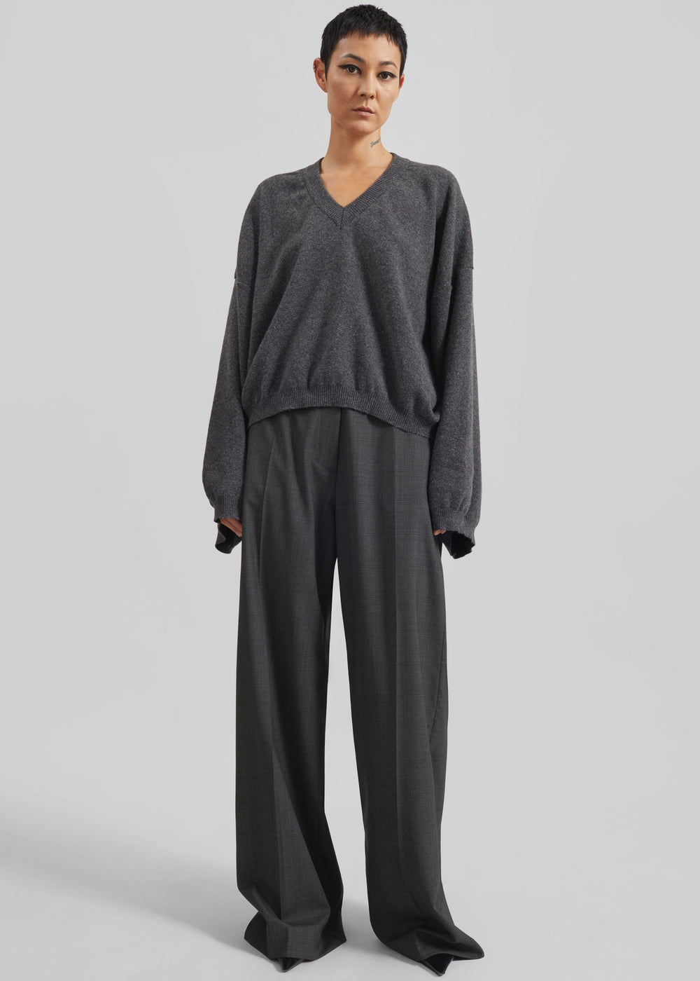 Brickell Plaid Trousers - Dark Grey - 1