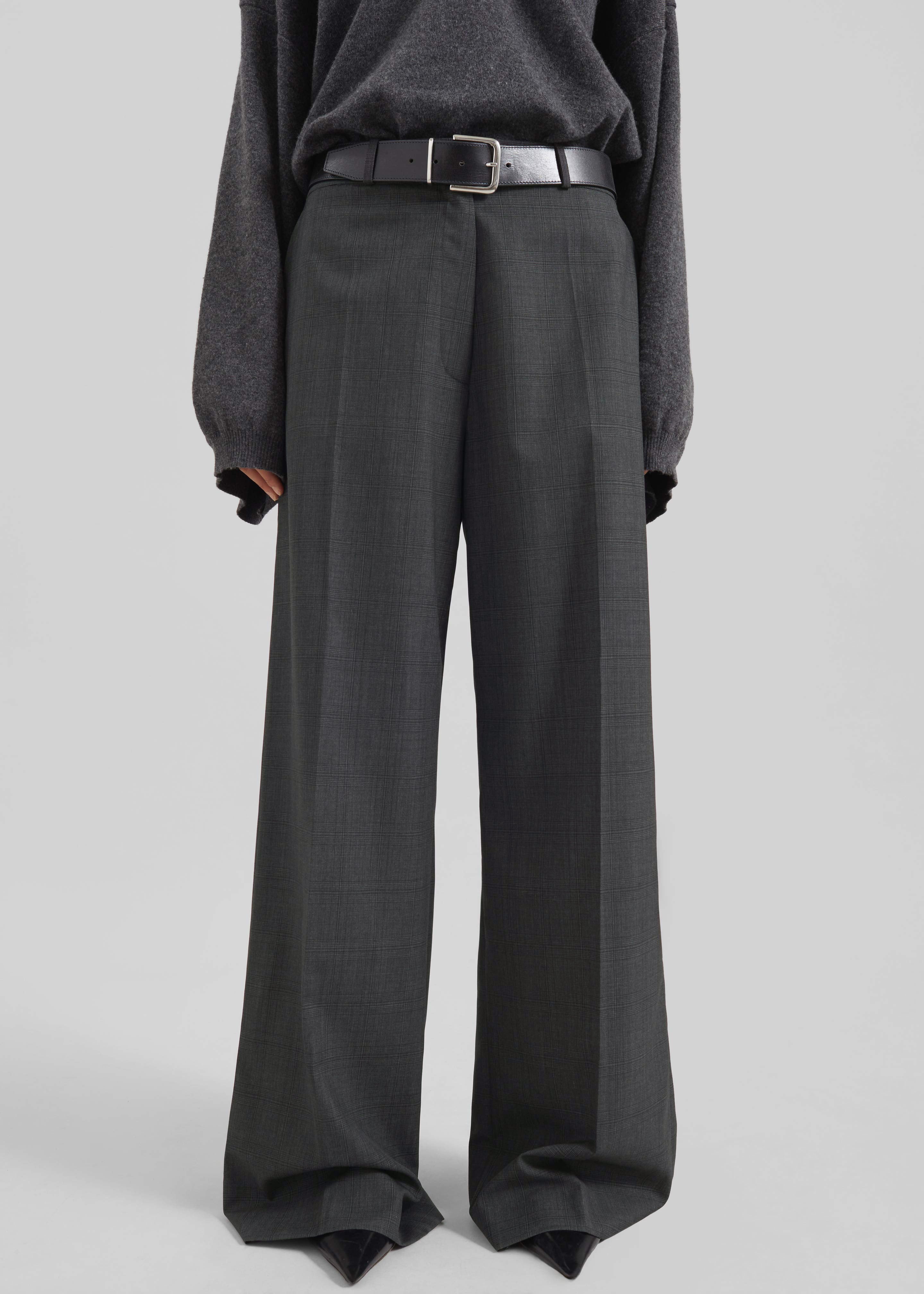 Brickell Plaid Trousers - Dark Grey - 3