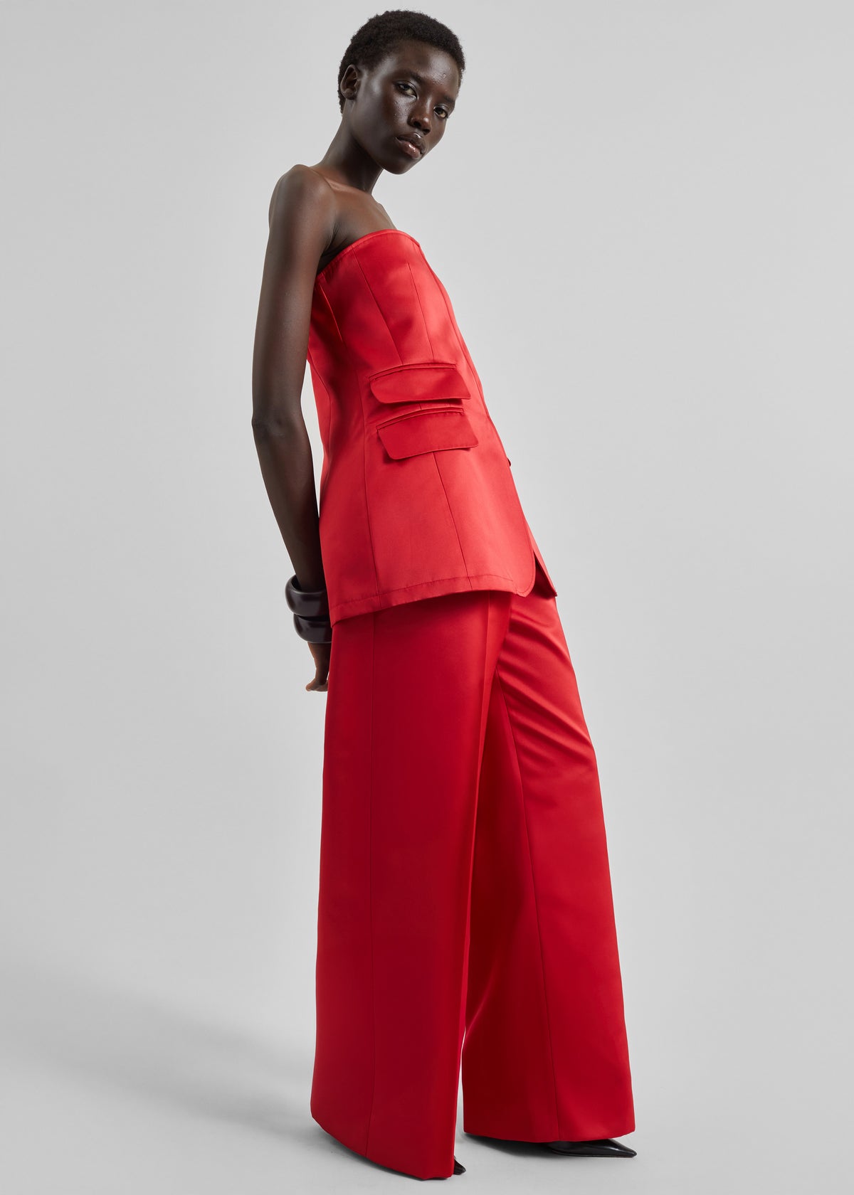 Brickell Satin Trousers - Red - 5