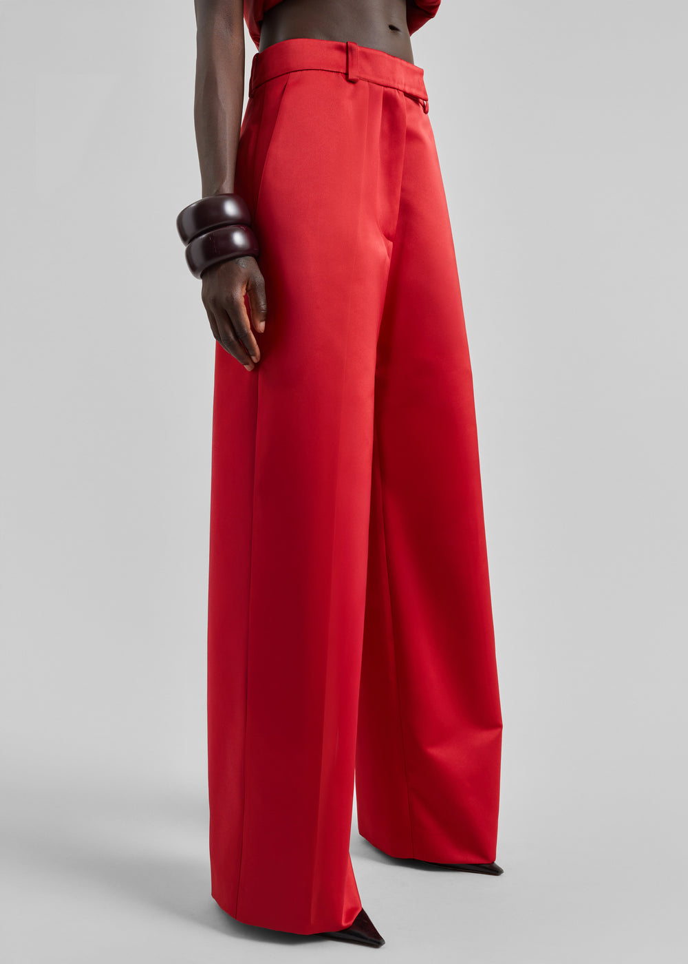 Brickell Satin Trousers - Red - 1