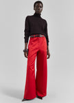 Brickell Satin Trousers - Red