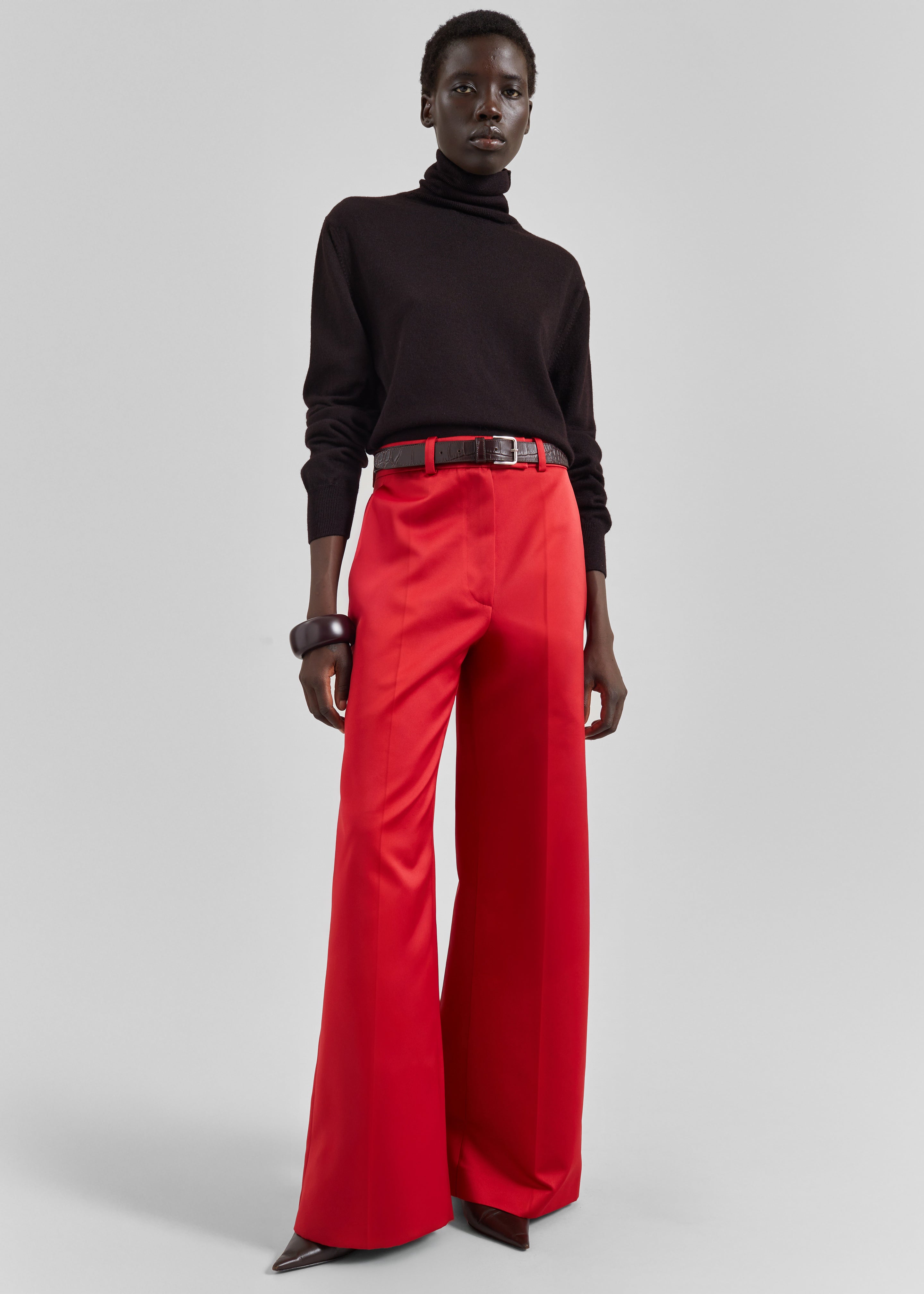 Brickell Satin Trousers - Red - 1
