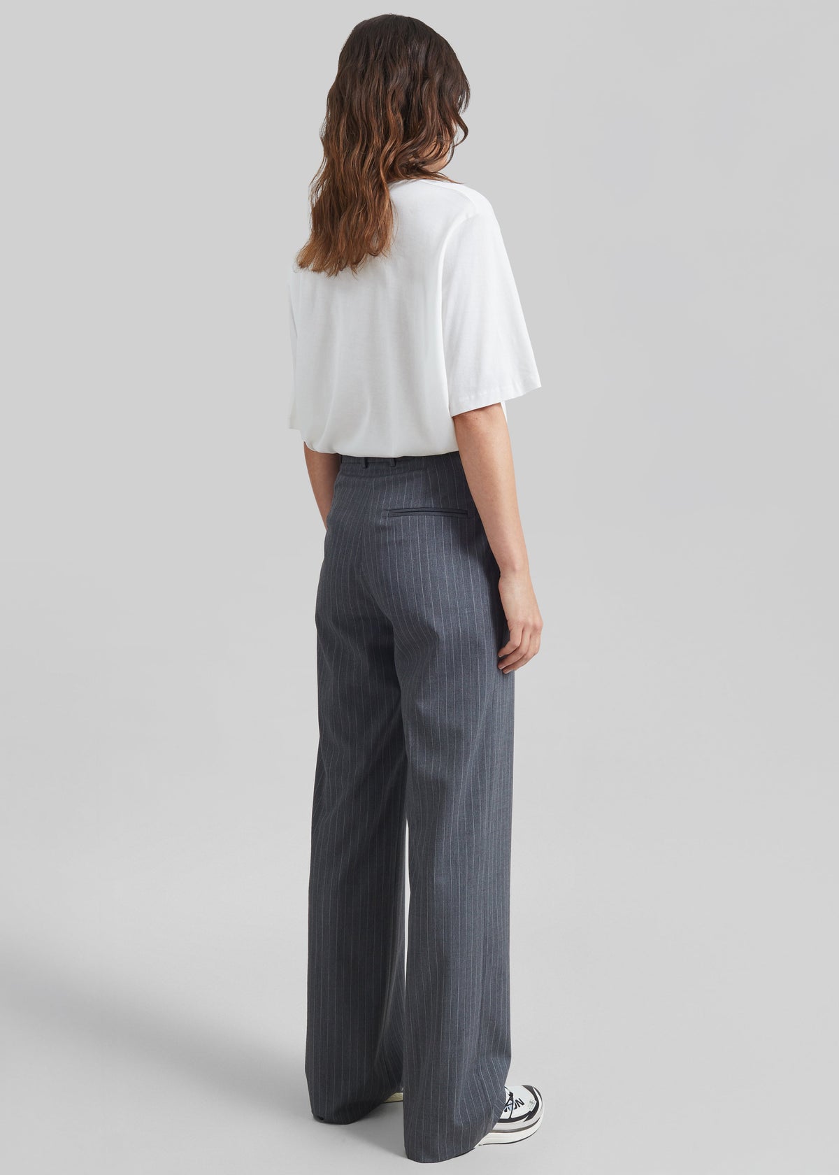Brickell Trousers - Grey/White Pinstripe