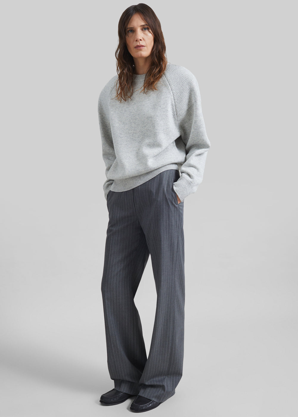 Brickell Trousers - Grey/White Pinstripe