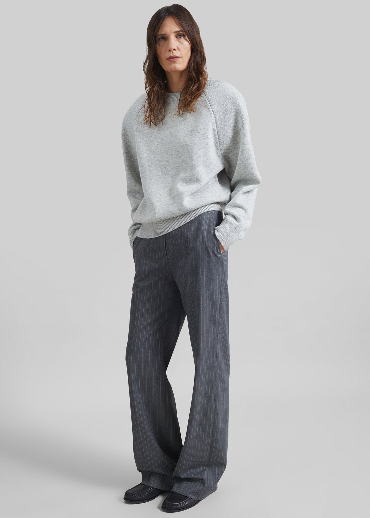 Brickell Trousers - Grey/White Pinstripe