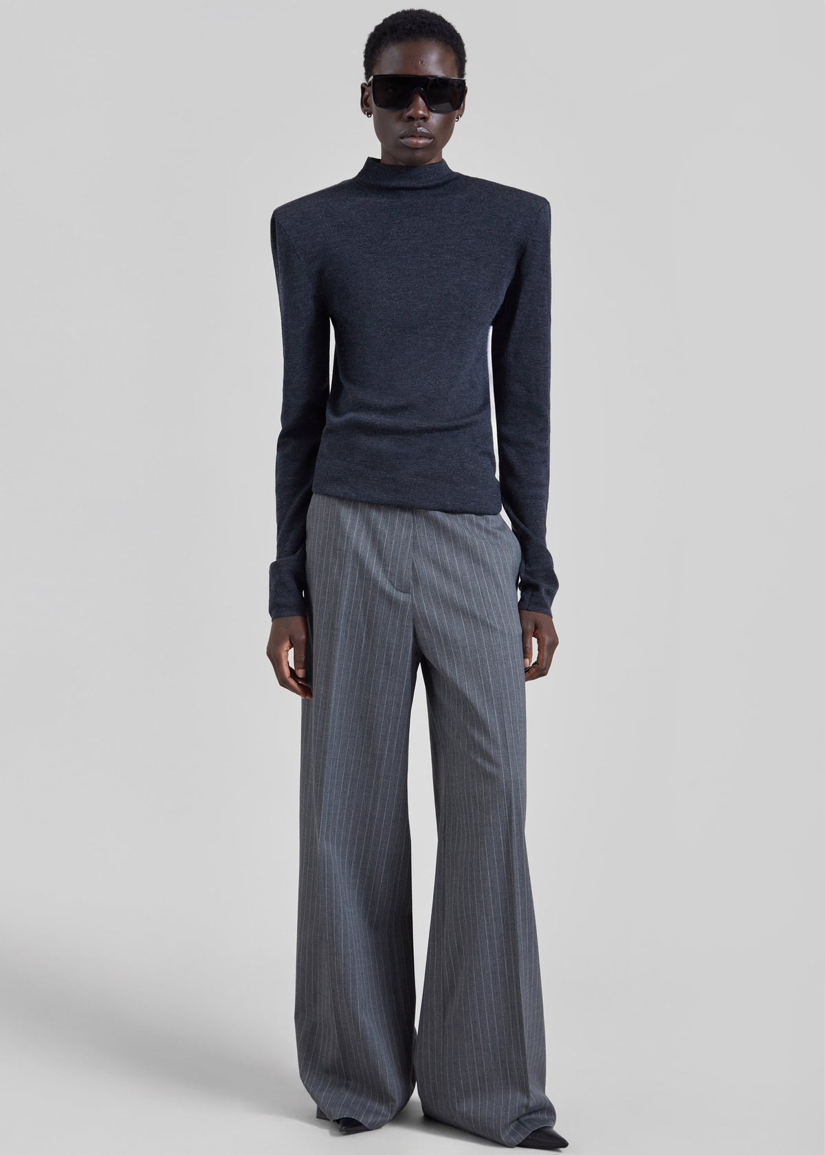 Brickell Trousers - Grey/White Pinstripe