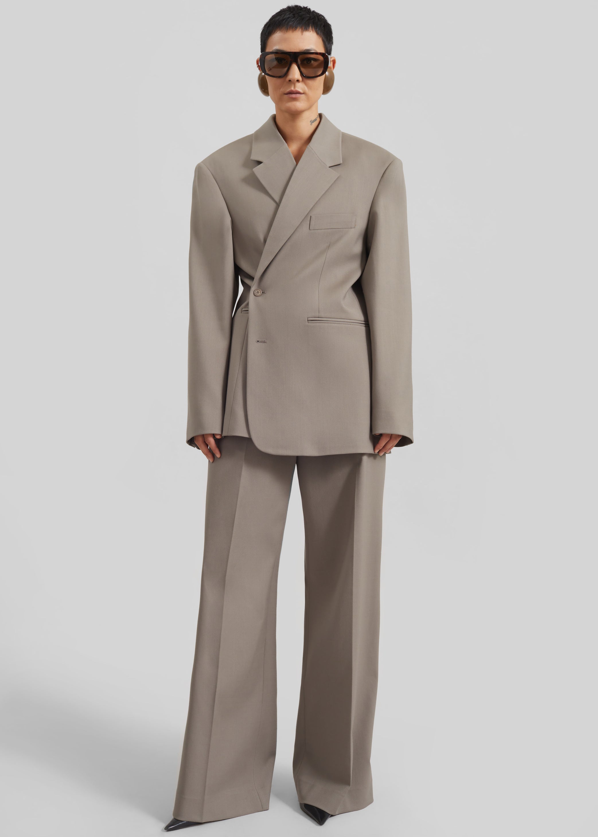 Shop the look image for Crosby Wrap Blazer - Taupe
