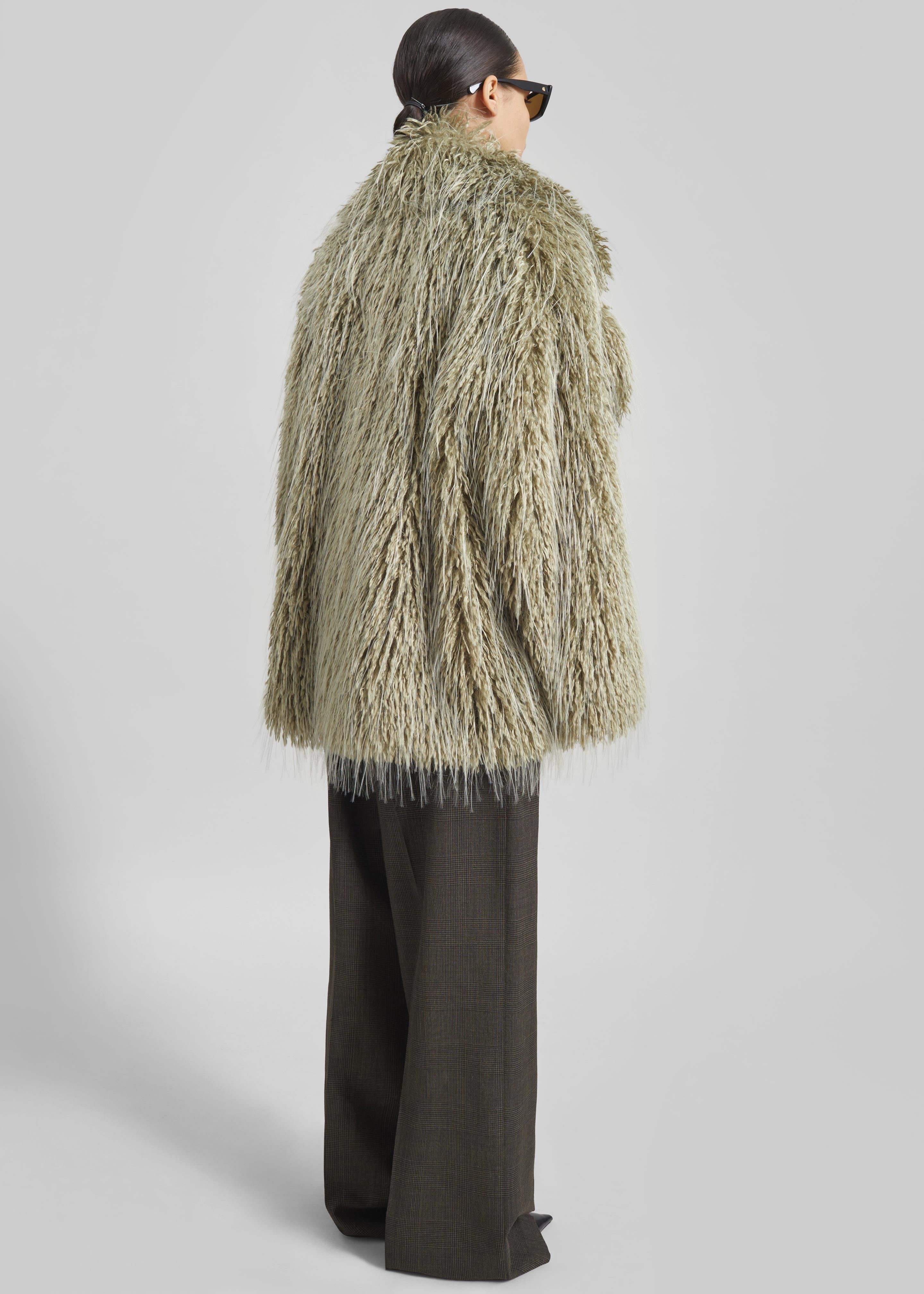 Brina Faux Fur Coat - Sage - 8