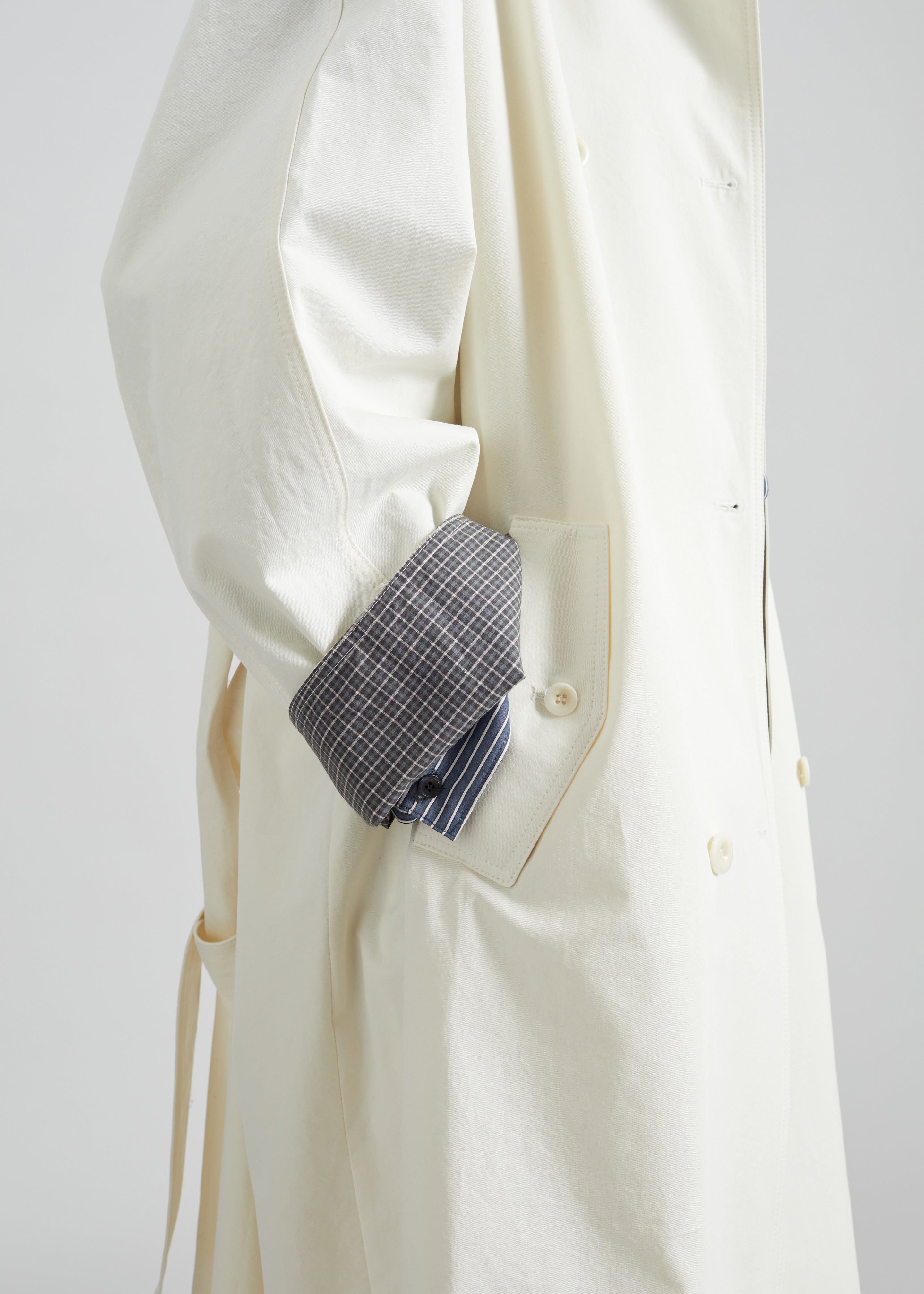 Brion Contrast Cuff Trench Coat - Cream - 6