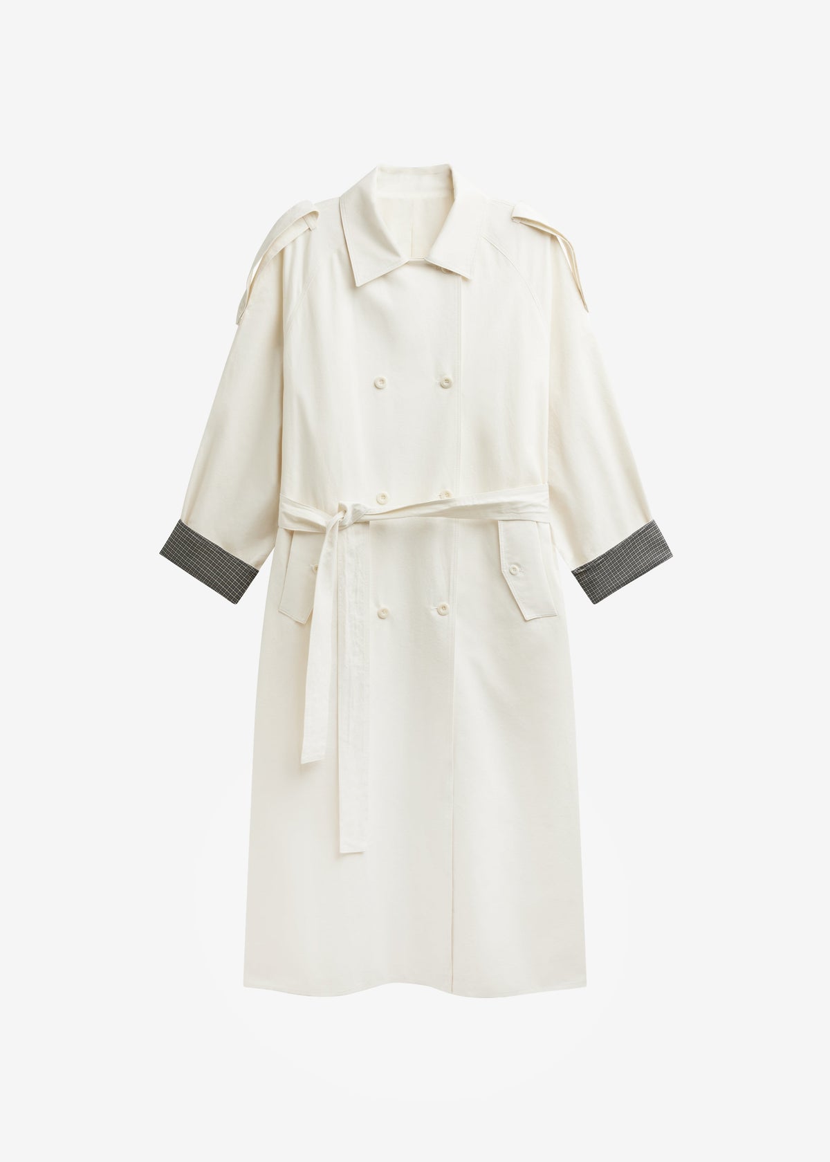 Brion Contrast Cuff Trench Coat - Cream - 8
