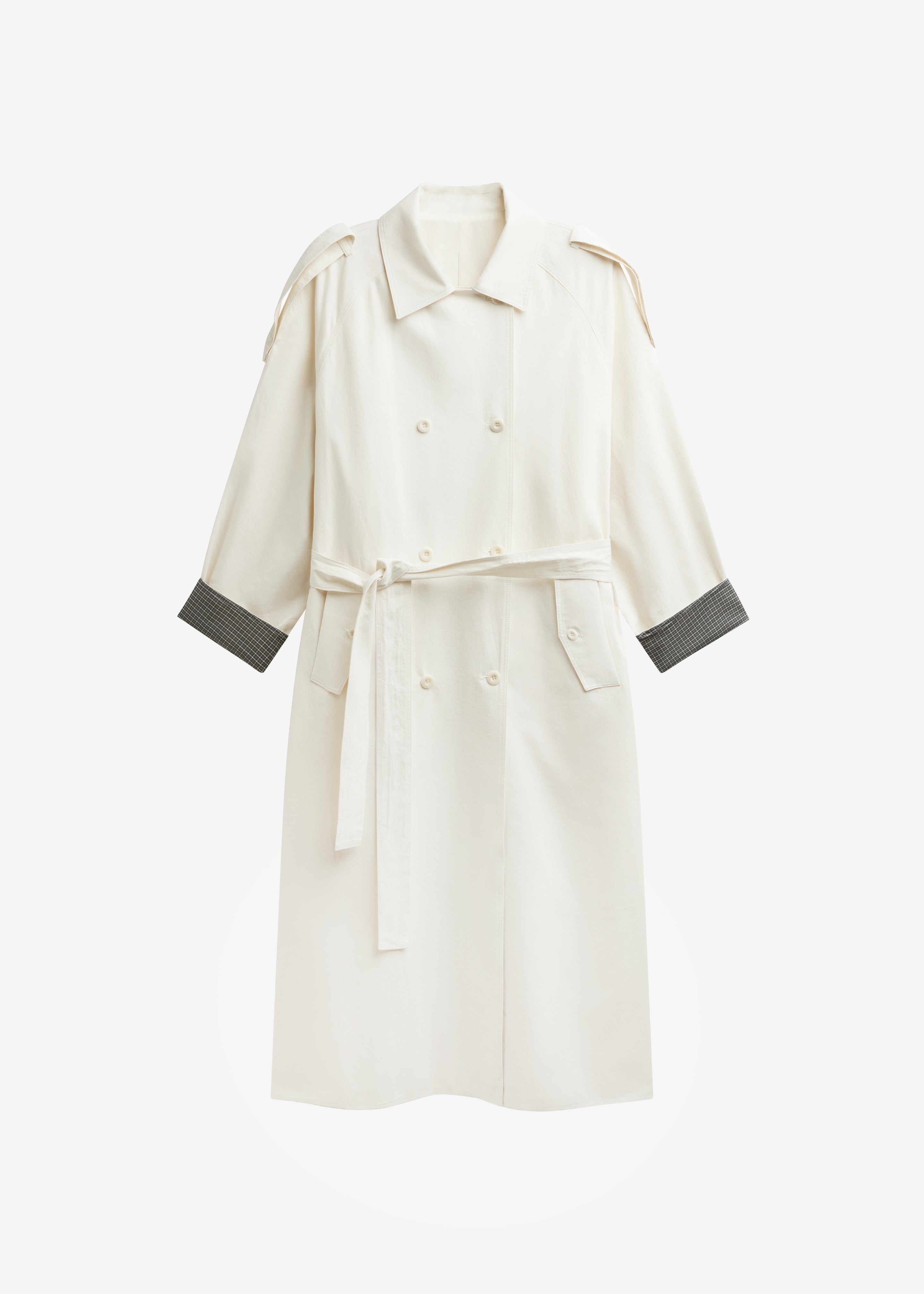 Brion Contrast Cuff Trench Coat - Cream - 8
