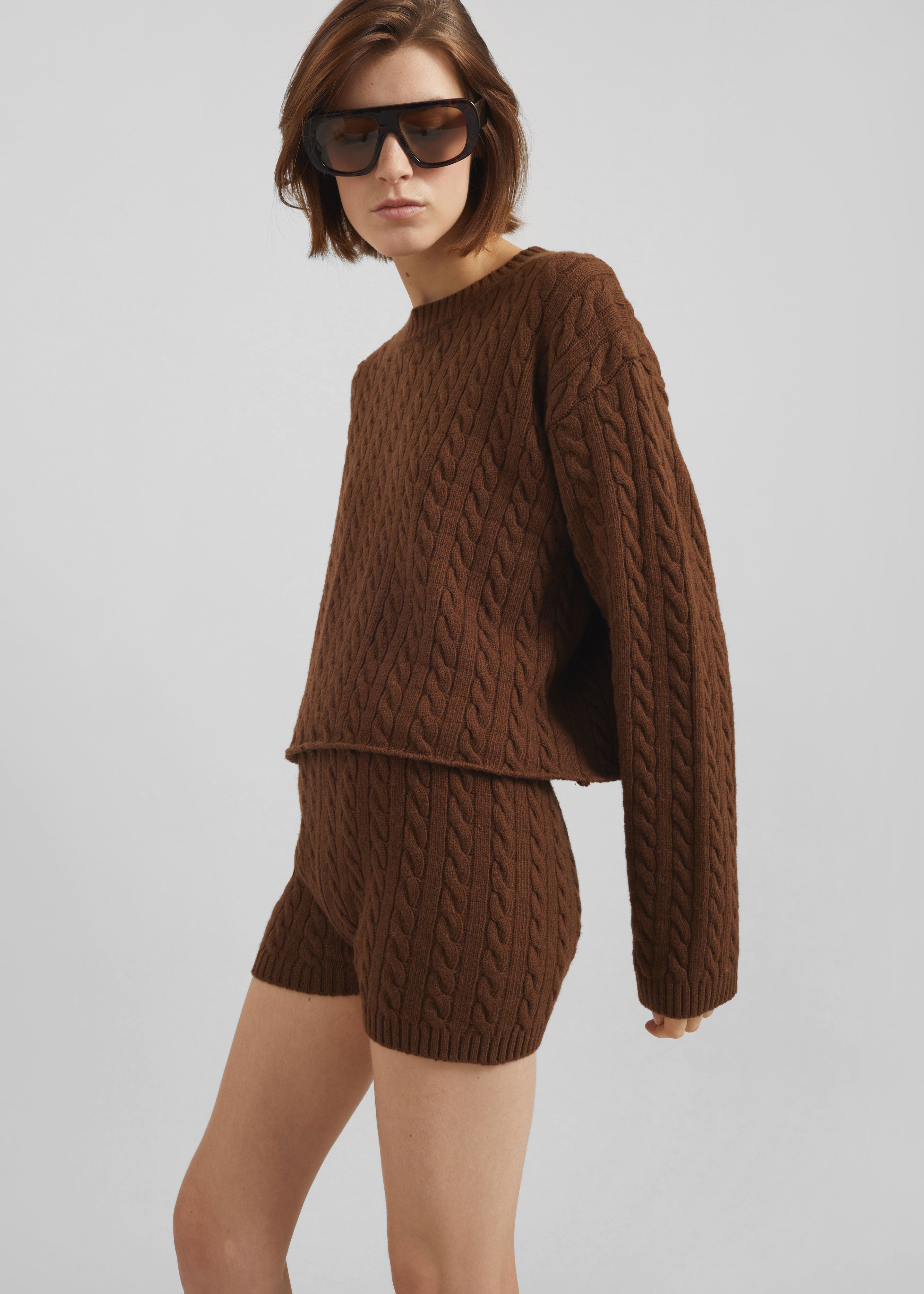 Brisbane Cropped Boxy Sweater - Brown - 4