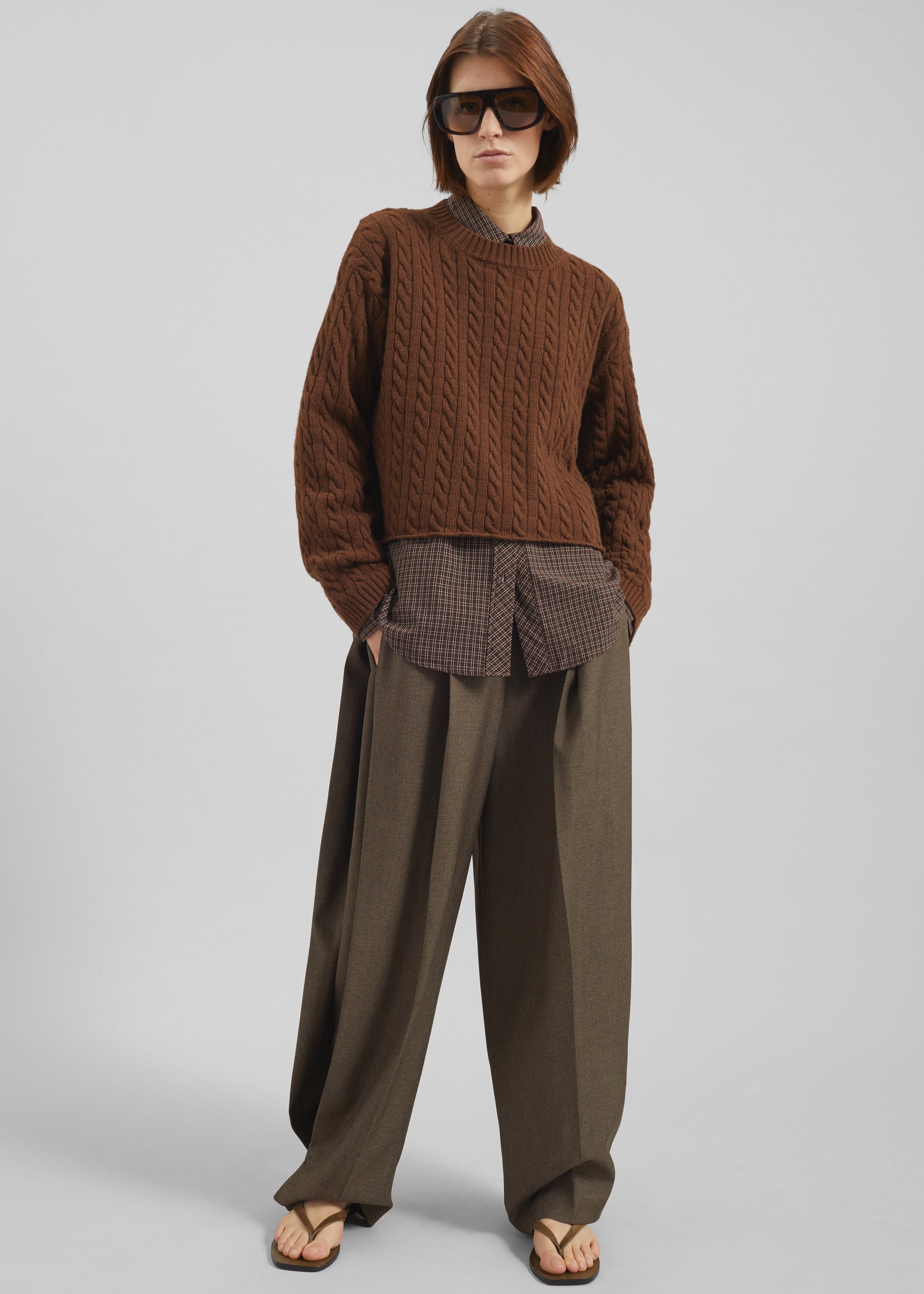 Shop the look image for Brisbane Cropped Boxy Sweater - Brown