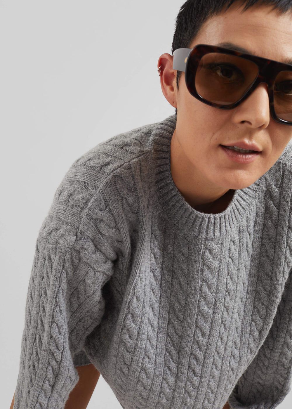 Brisbane Cropped Boxy Sweater - Grey - 1