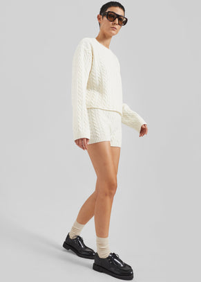 Brisbane Knit Mini Shorts - White